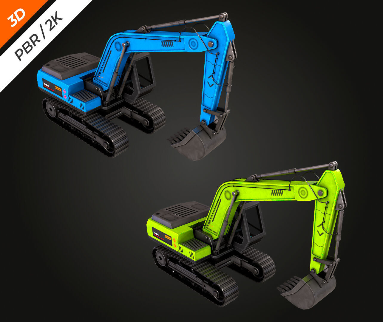 Excavator Low-poly 3D model_5