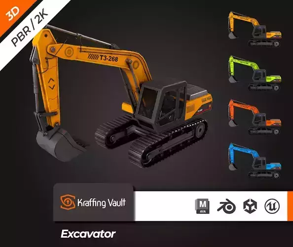 Excavator Low-poly 3D model
