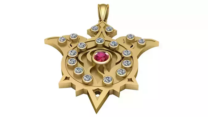 LUXURY SPINAL RUBY PENDANT 3D PRINTABLE MODEL