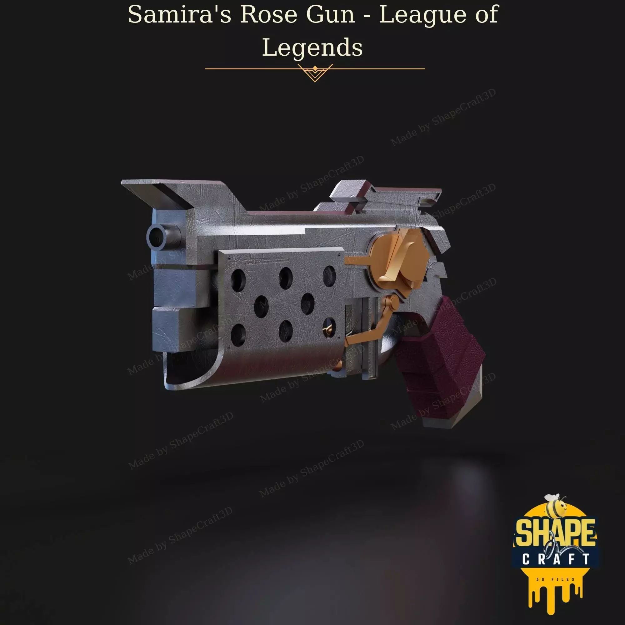 Samira Rose Gun STL File League of Legends Cosplay Prop STL File 3D print model_0
