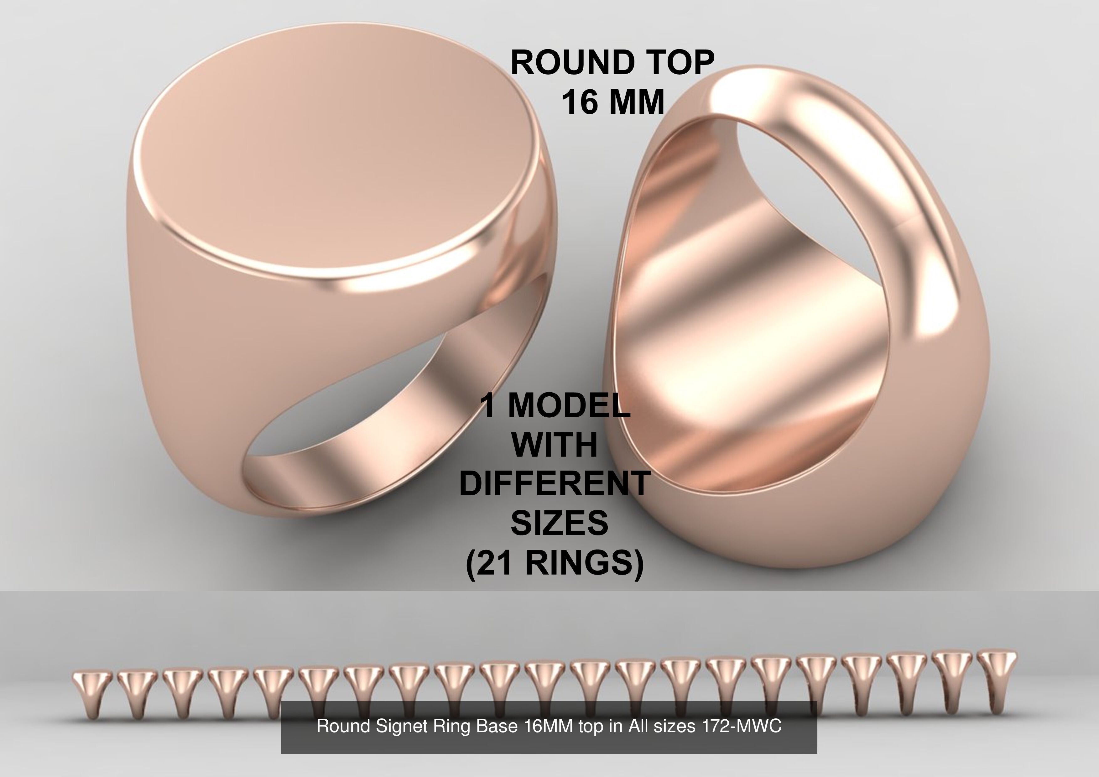 Pack of 84 rings round top 16mm in all sizes 176-MWCG 3D Model Collection_1