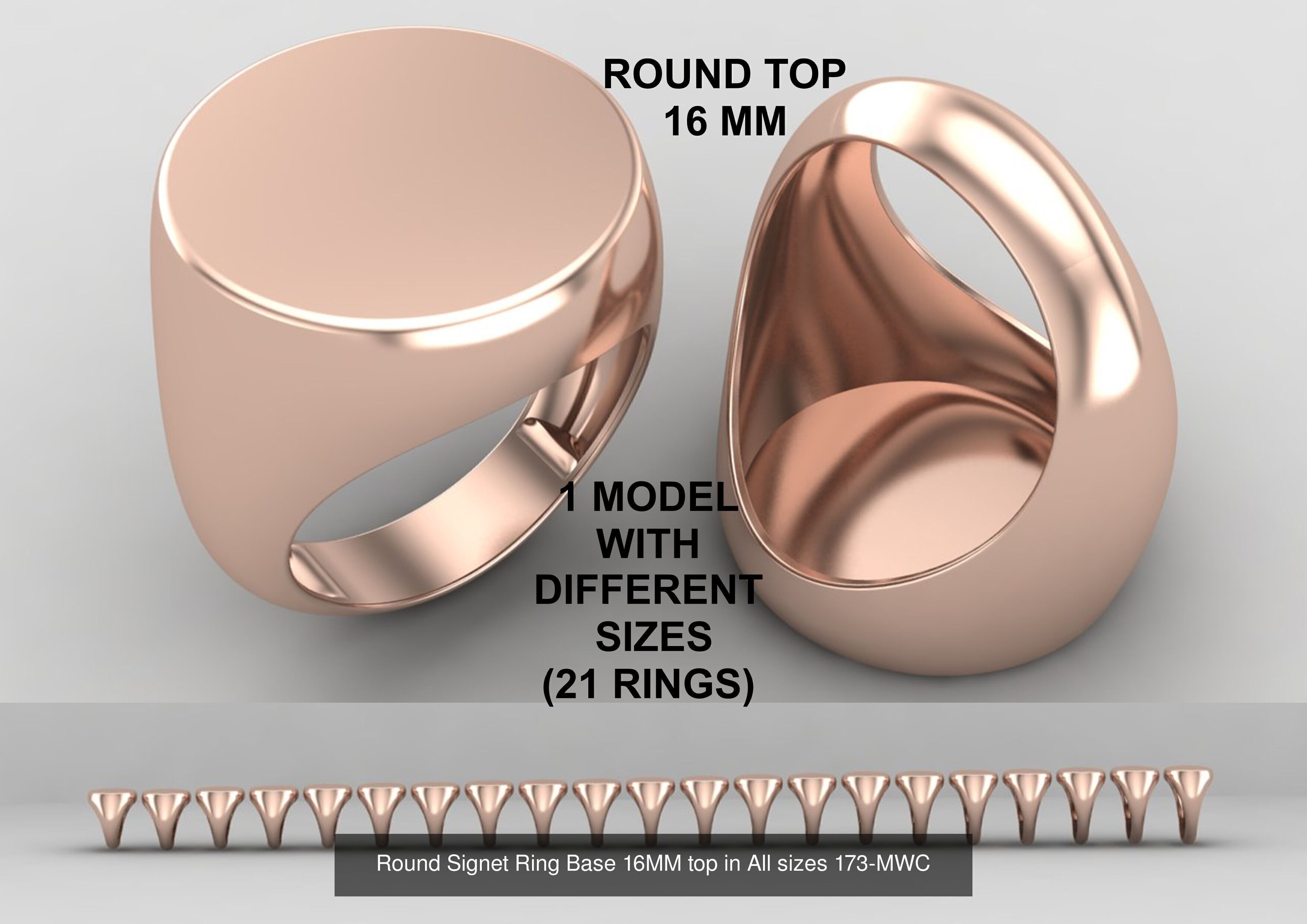 Pack of 84 rings round top 16mm in all sizes 176-MWCG 3D Model Collection_2