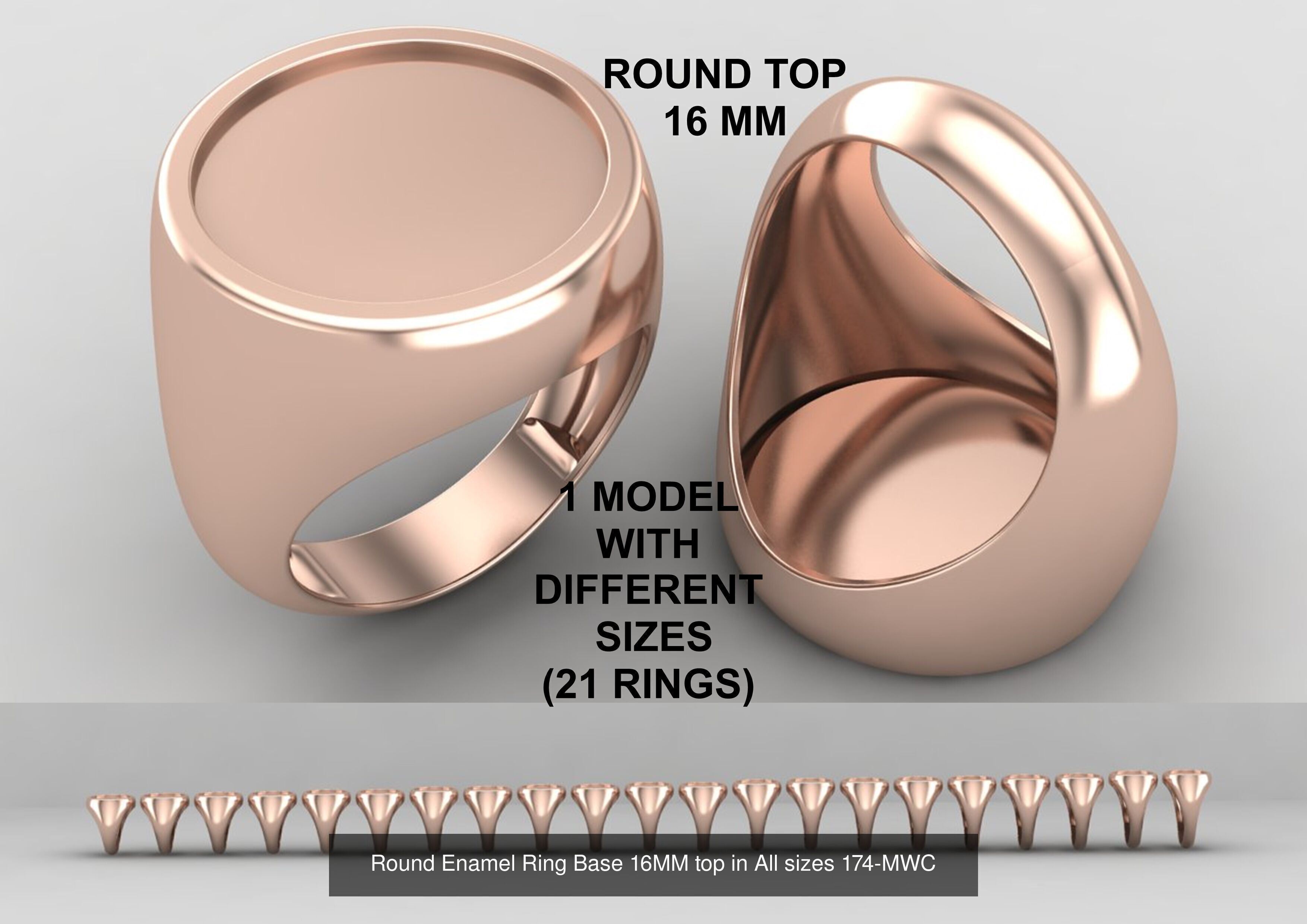 Pack of 84 rings round top 16mm in all sizes 176-MWCG 3D Model Collection_3