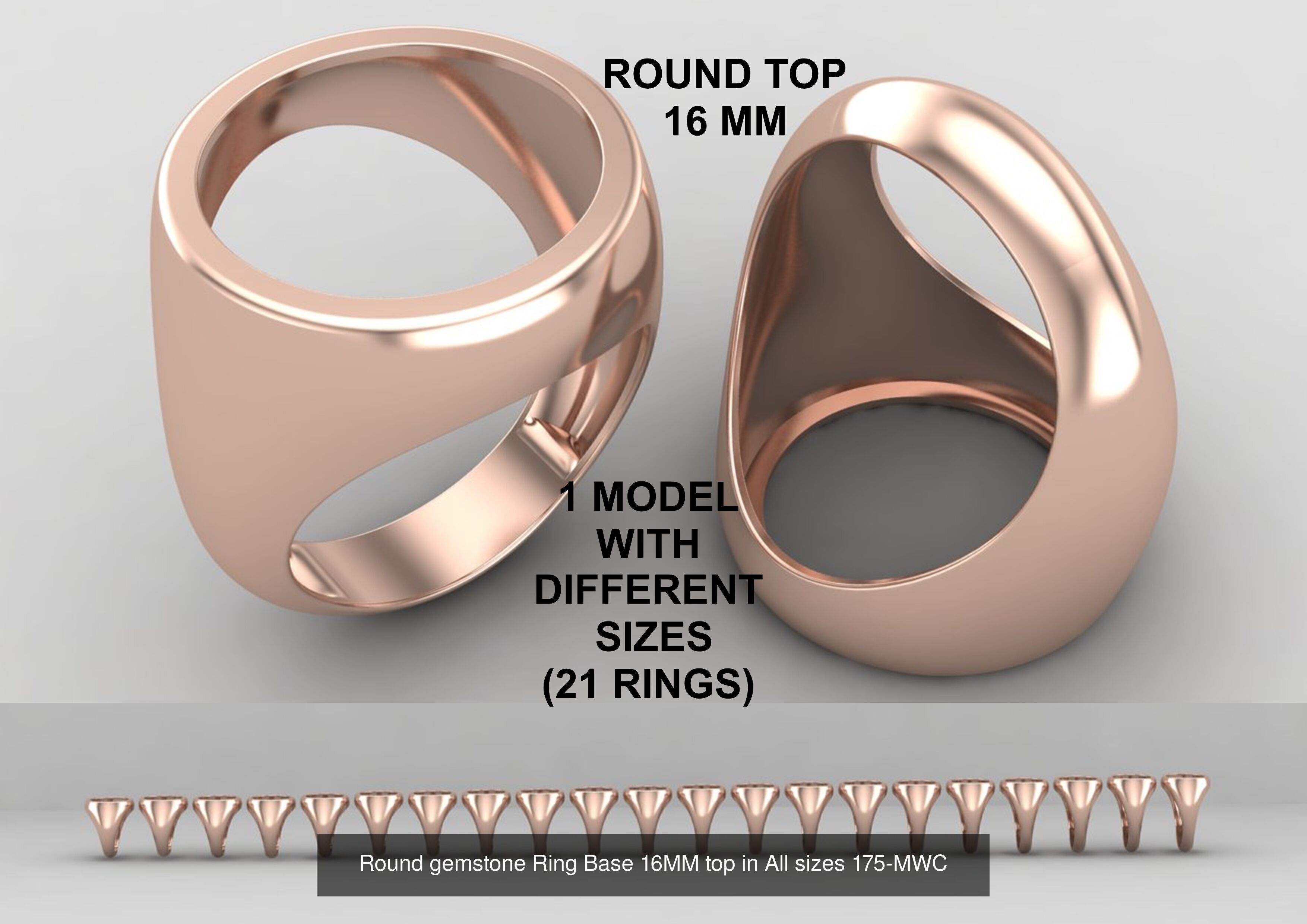 Pack of 84 rings round top 16mm in all sizes 176-MWCG 3D Model Collection_4
