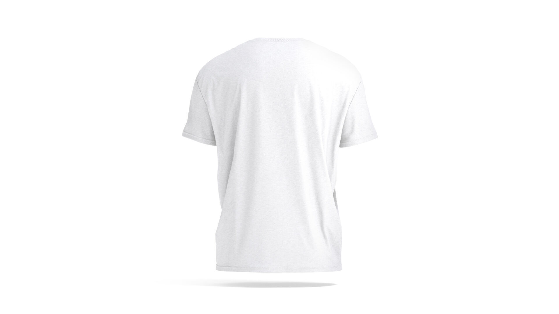 White Oversized T-Shirt - mens wrinkled crewneck tshirt 3D model_2