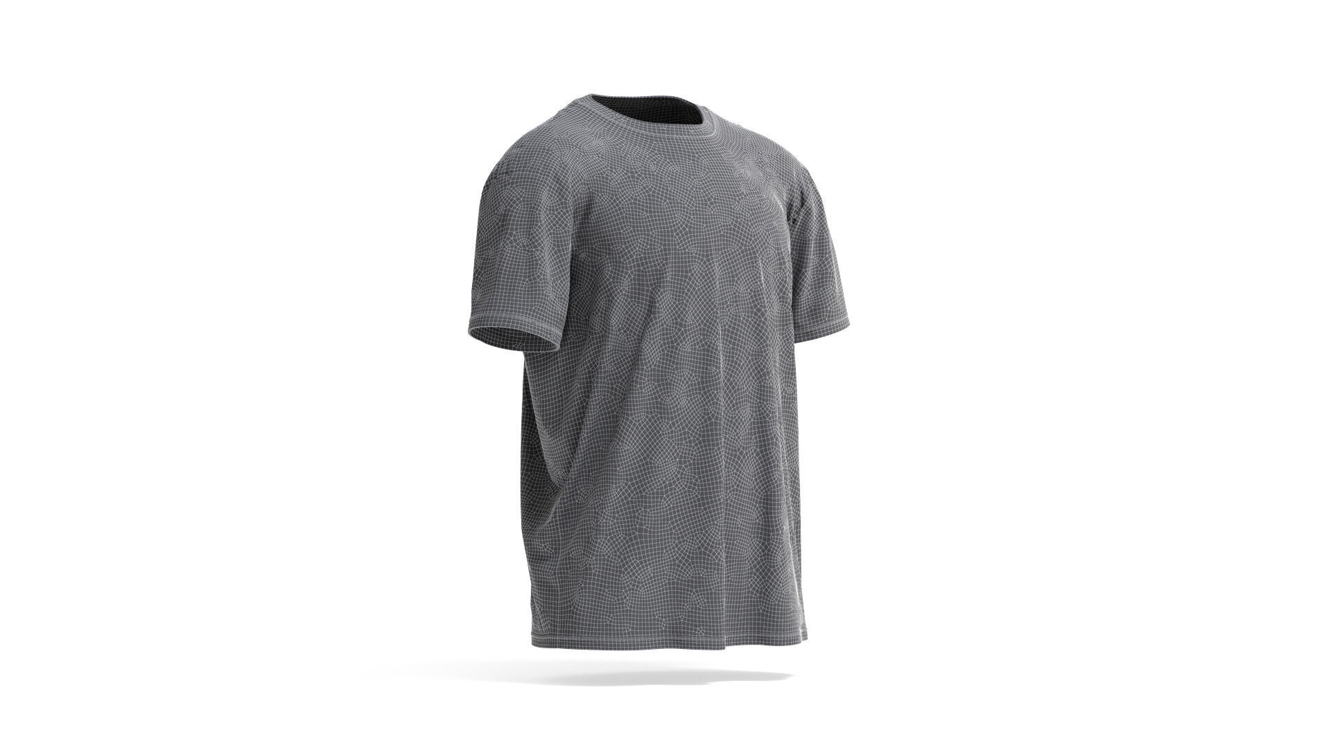 White Oversized T-Shirt - mens wrinkled crewneck tshirt 3D model_6
