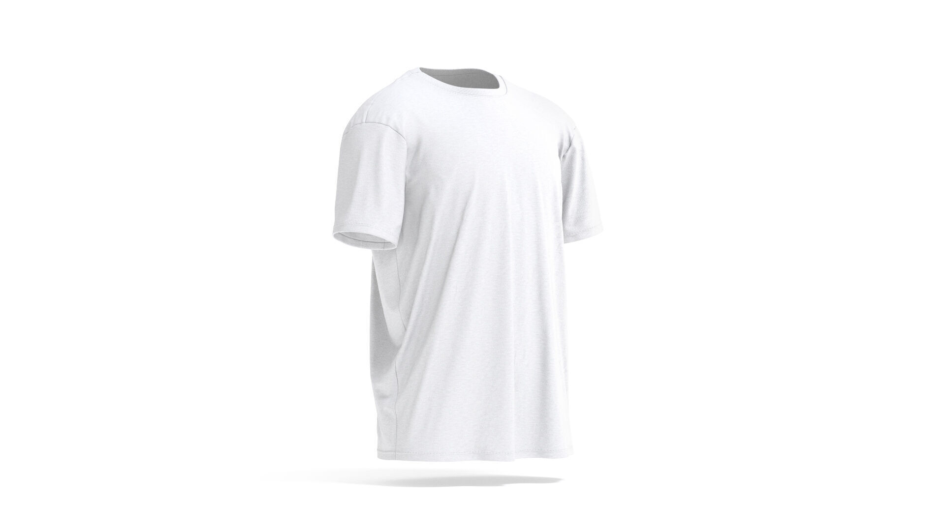 White Oversized T-Shirt - mens wrinkled crewneck tshirt 3D model_3
