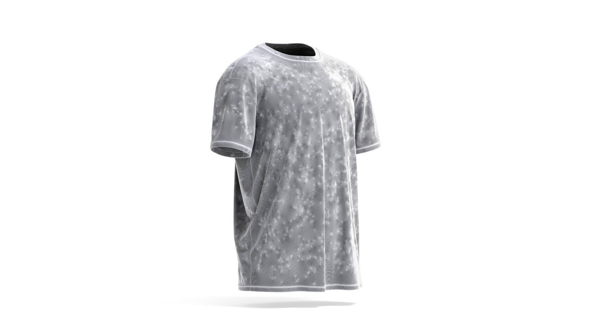 White Oversized T-Shirt - mens wrinkled crewneck tshirt 3D model_8