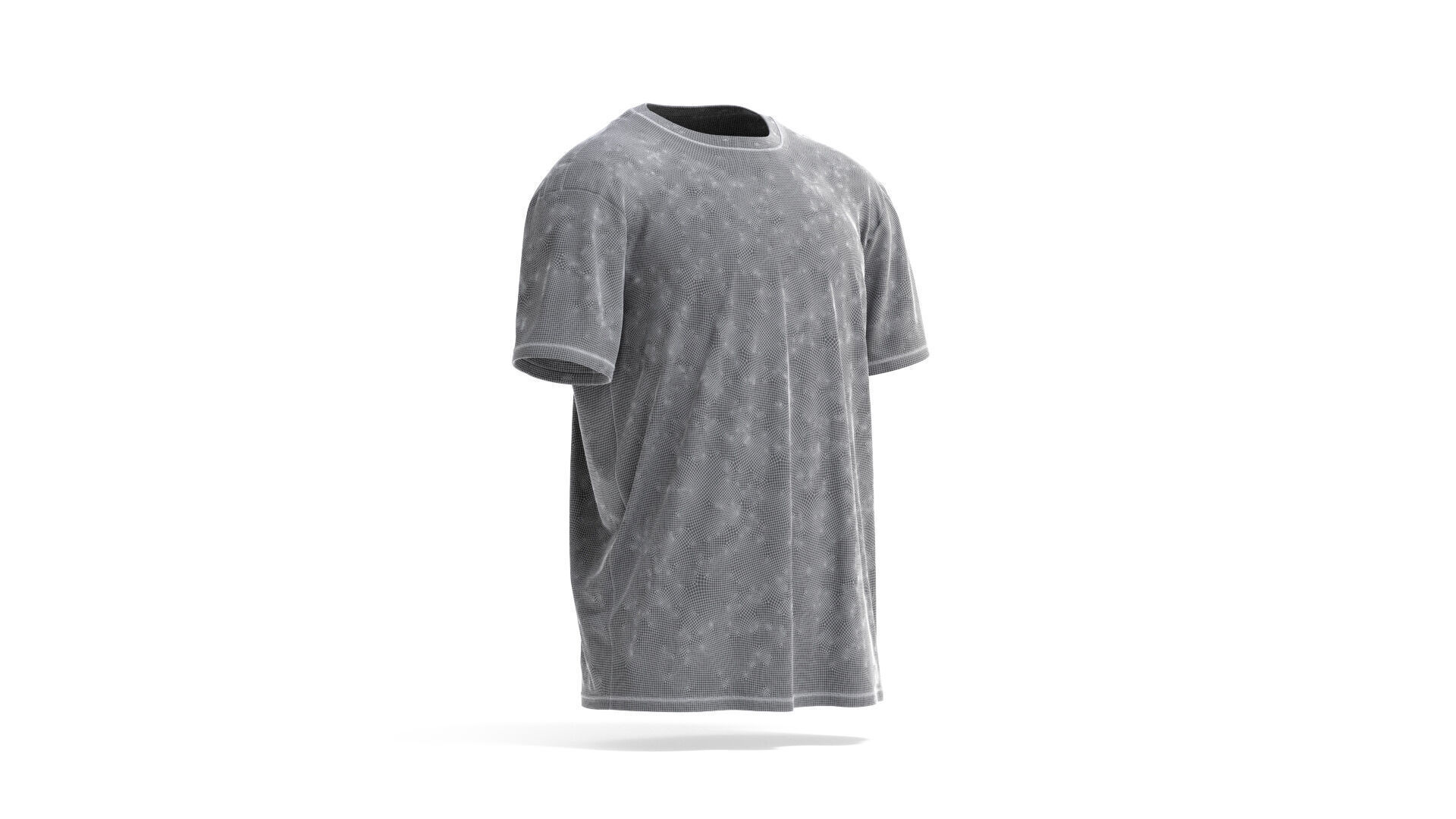 White Oversized T-Shirt - mens wrinkled crewneck tshirt 3D model_7