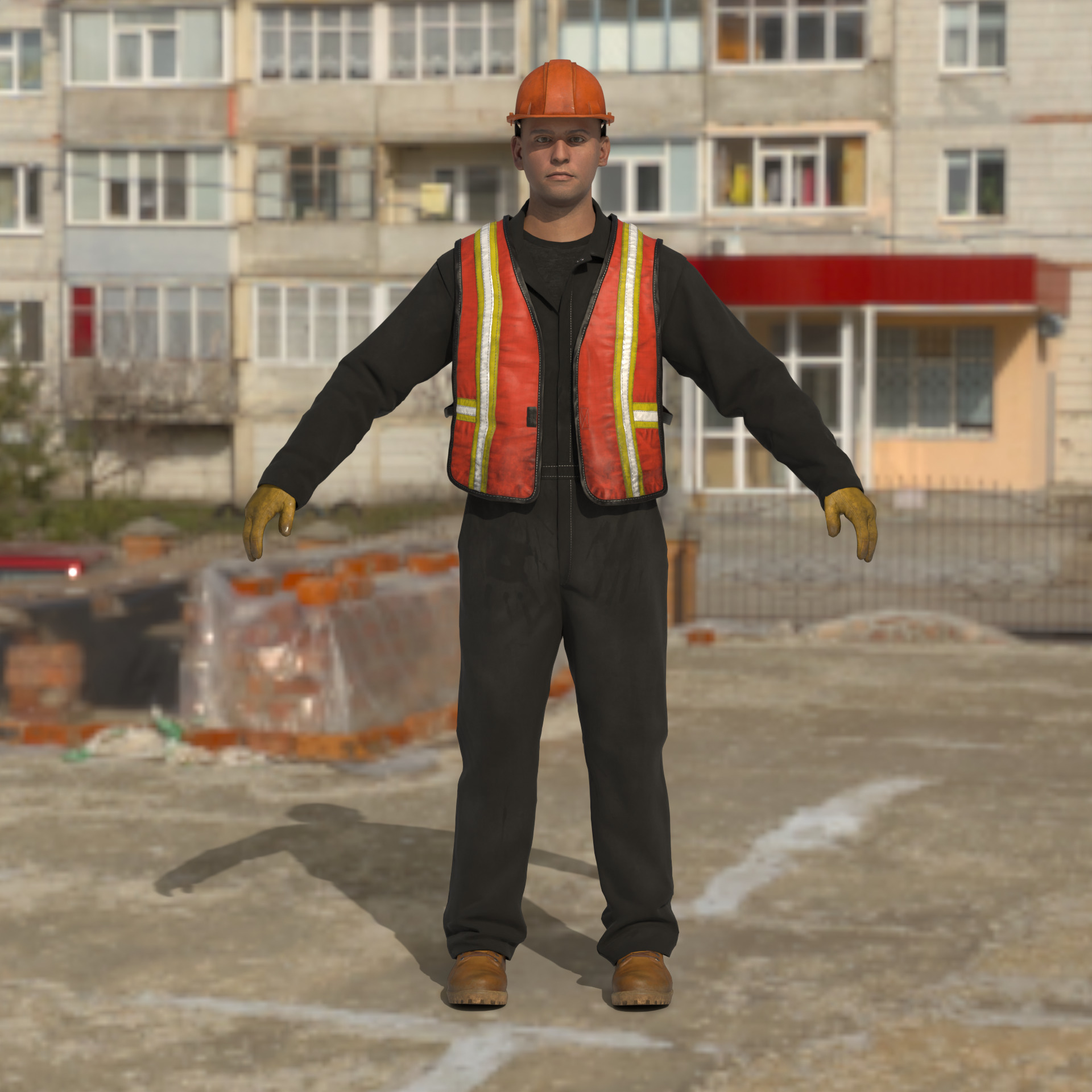 Construction Worker  Rigged 3D model_3