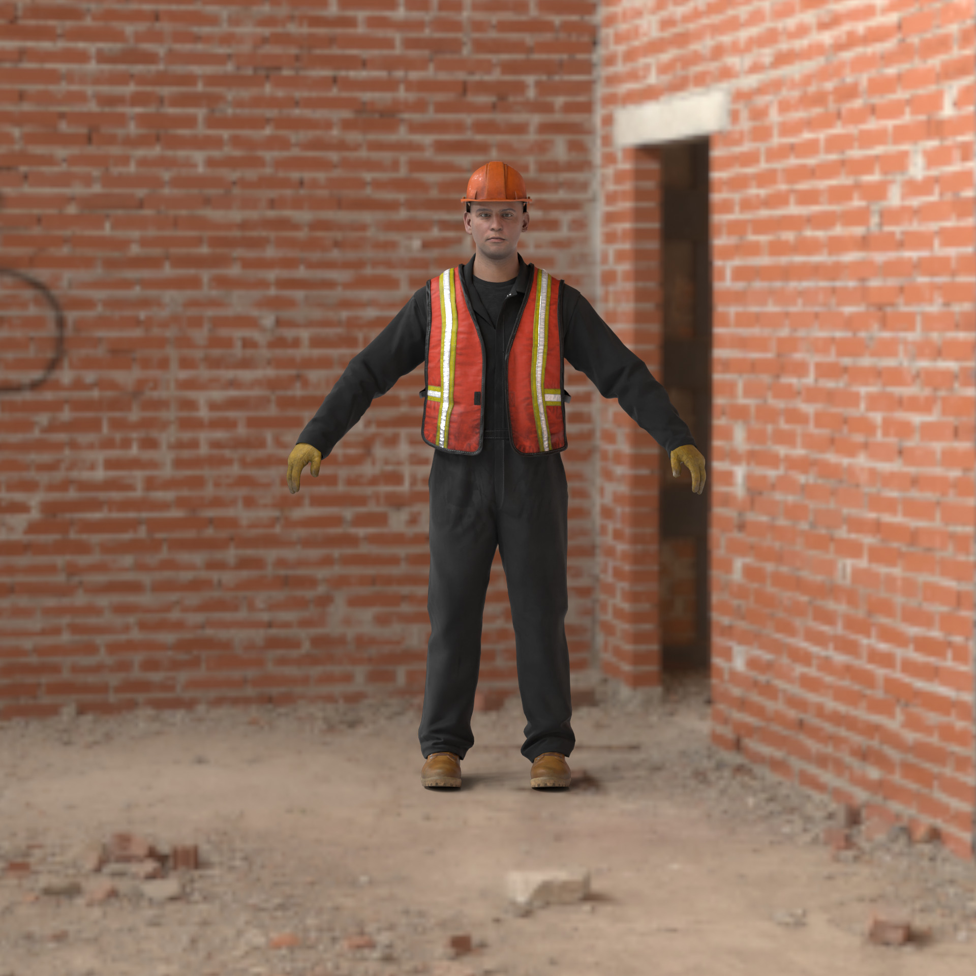 Construction Worker  Rigged 3D model_34
