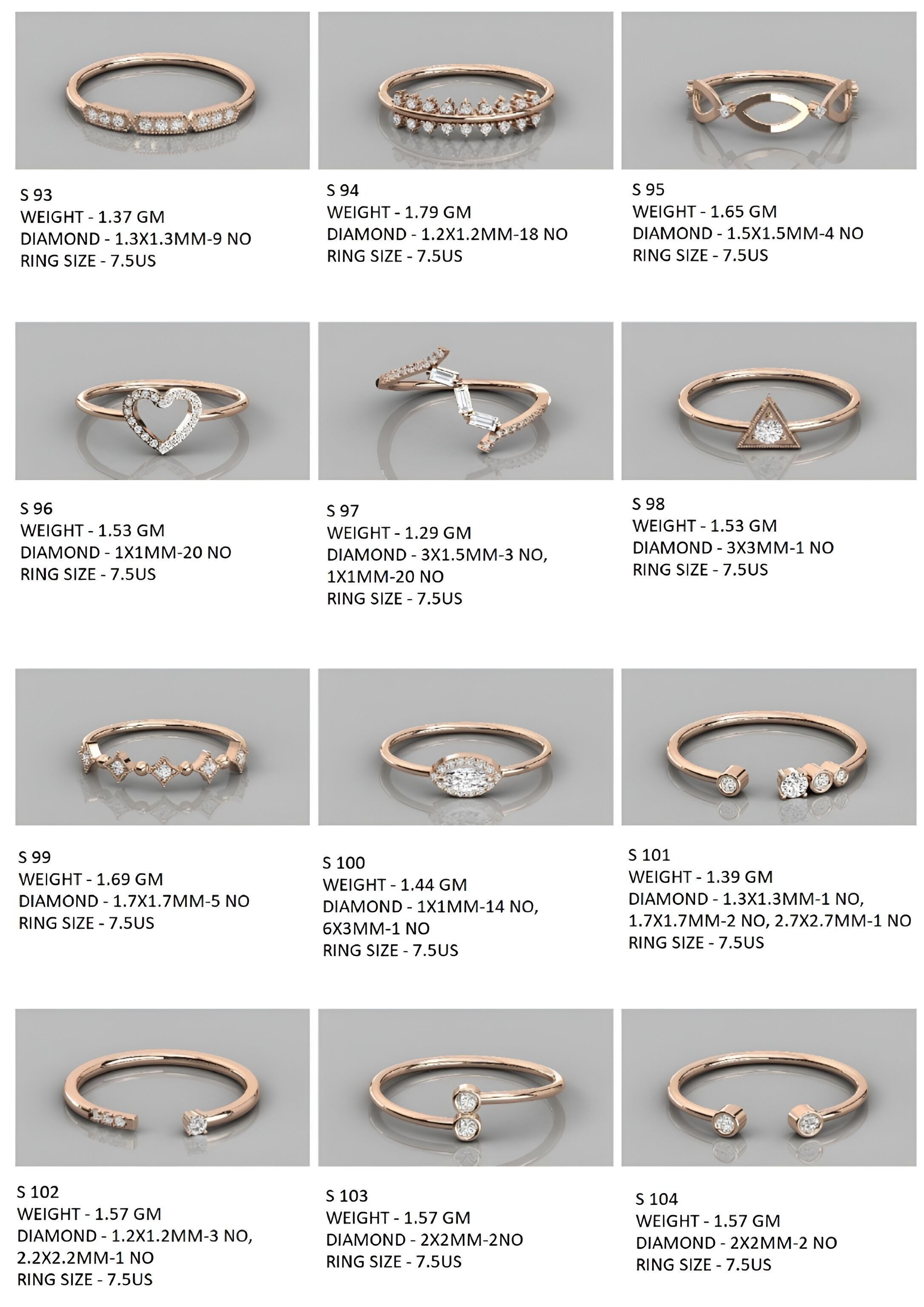 400  Minimalist Light Weigt Diamond rings collection 3D print model_19