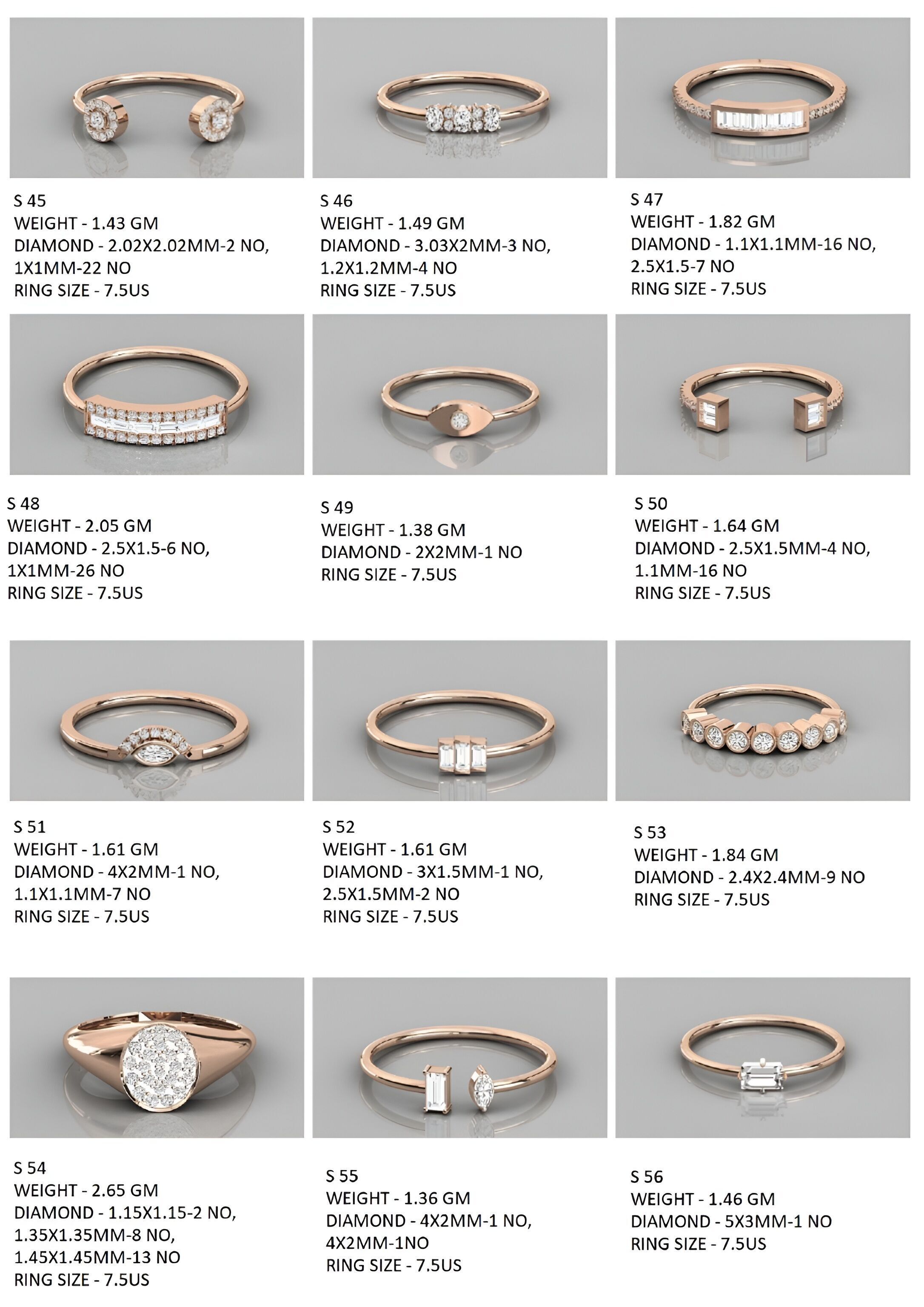 400  Minimalist Light Weigt Diamond rings collection 3D print model_30