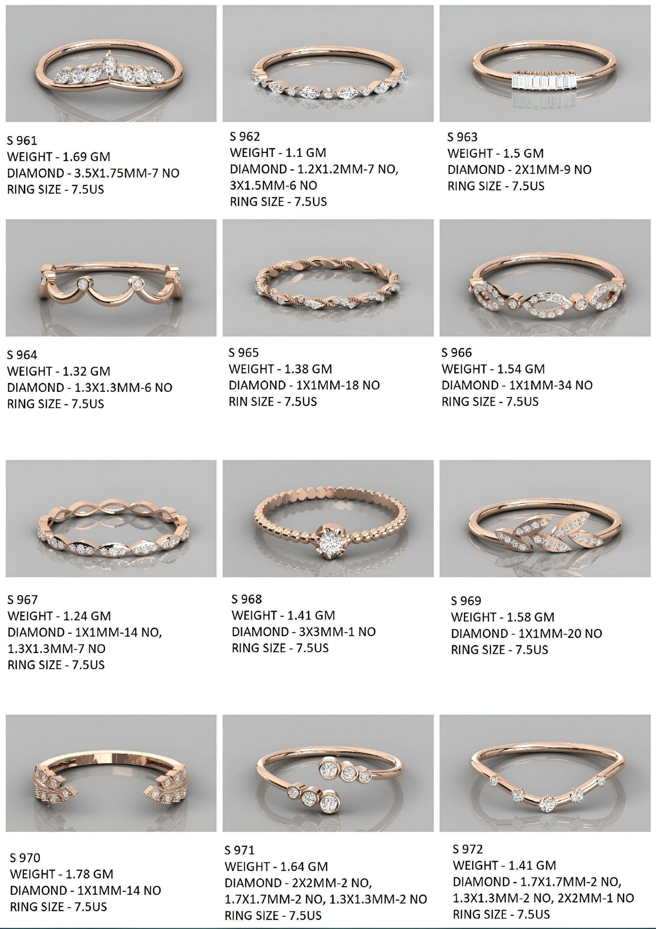 400  Minimalist Light Weigt Diamond rings collection 3D print model_22