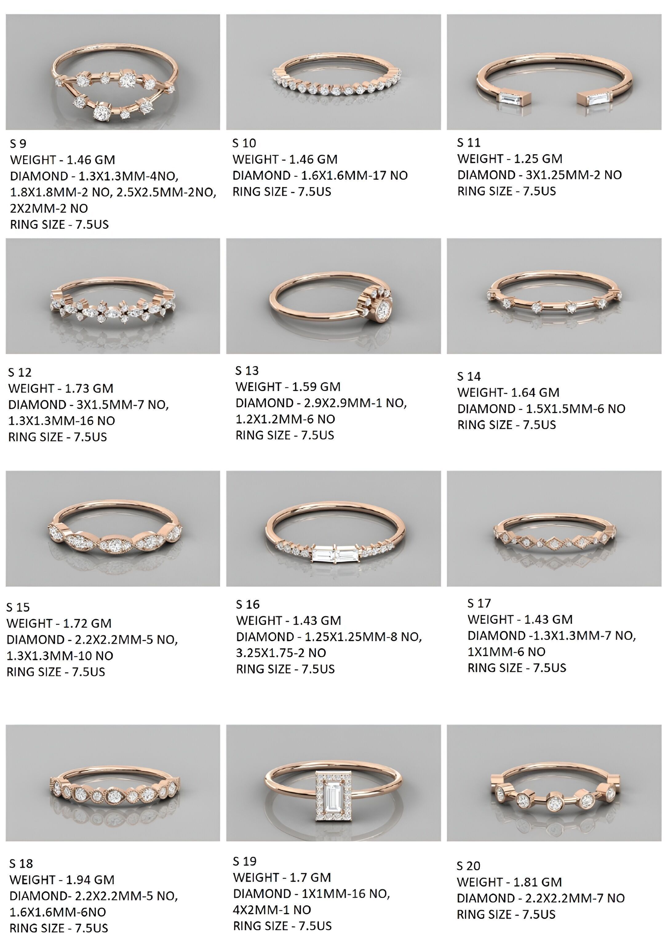 400  Minimalist Light Weigt Diamond rings collection 3D print model_16