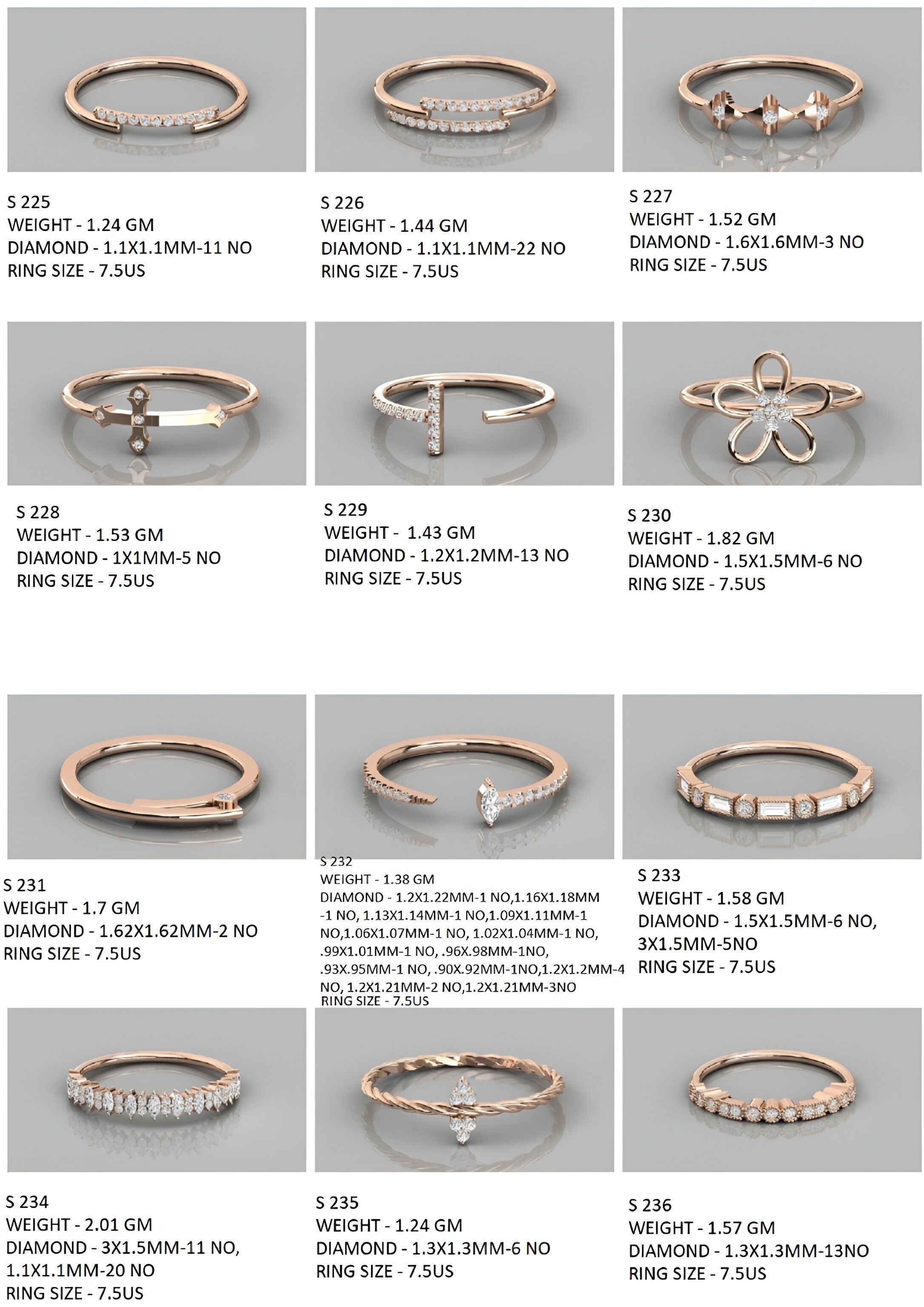400  Minimalist Light Weigt Diamond rings collection 3D print model_10