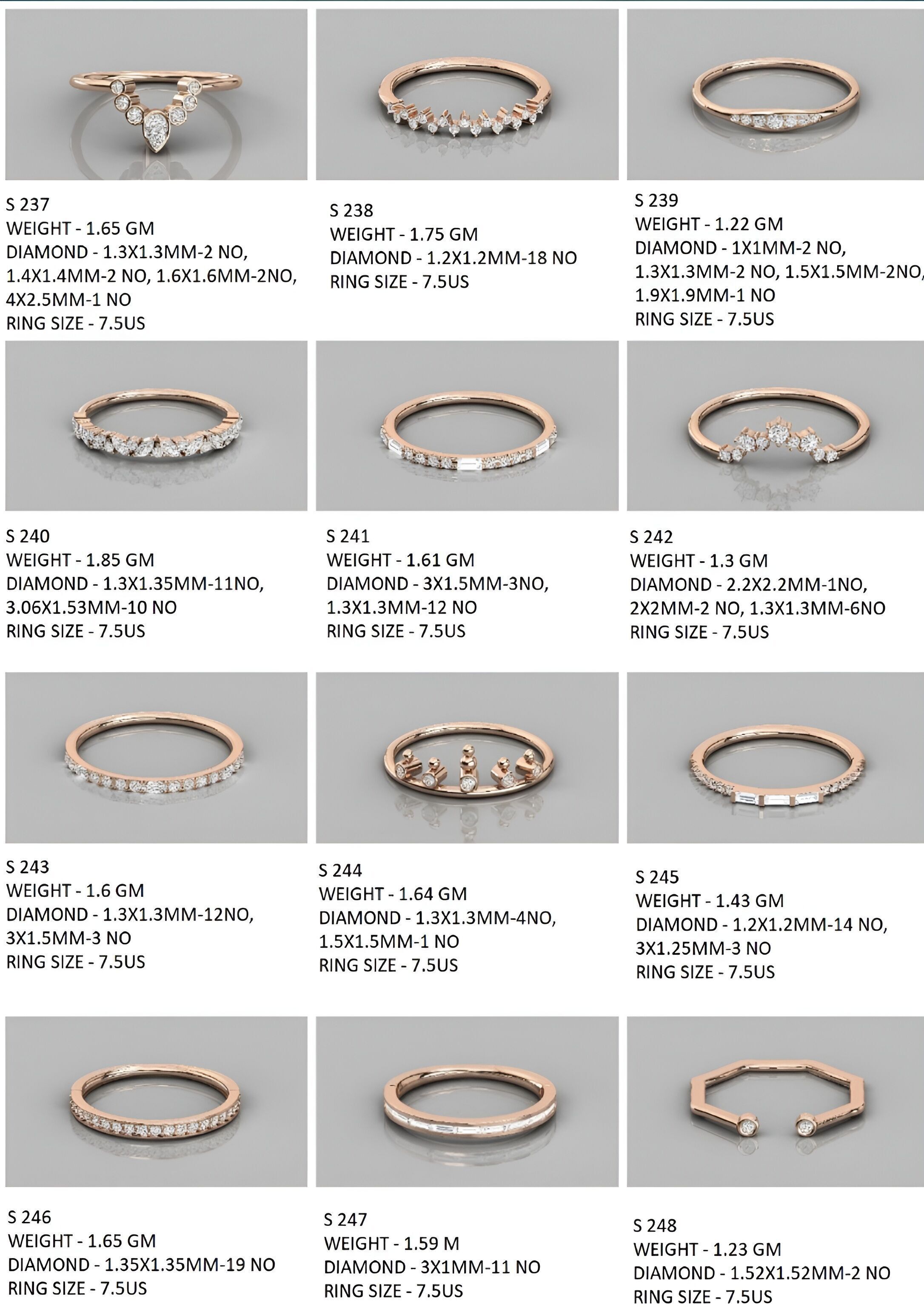 400  Minimalist Light Weigt Diamond rings collection 3D print model_8