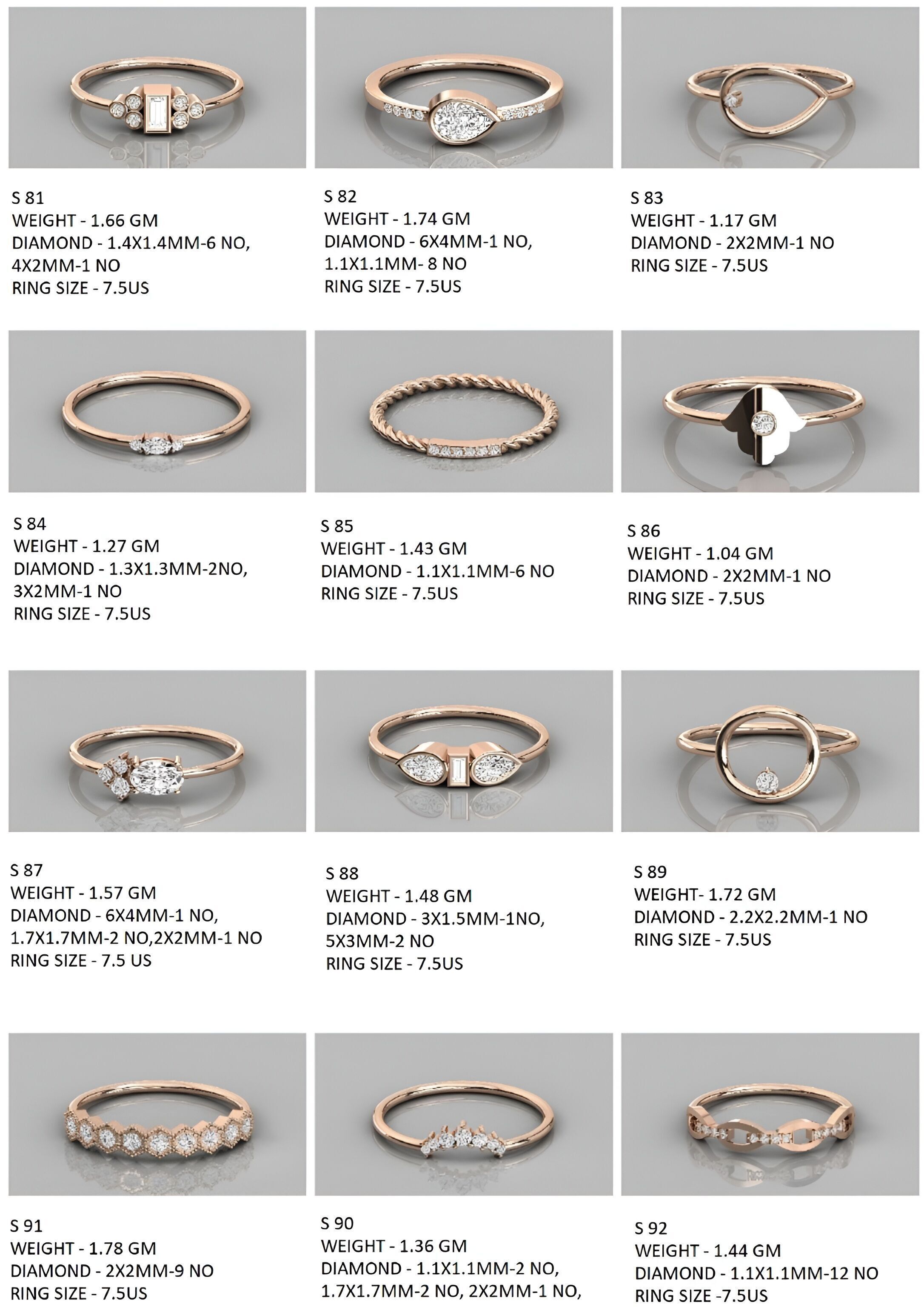 400  Minimalist Light Weigt Diamond rings collection 3D print model_28