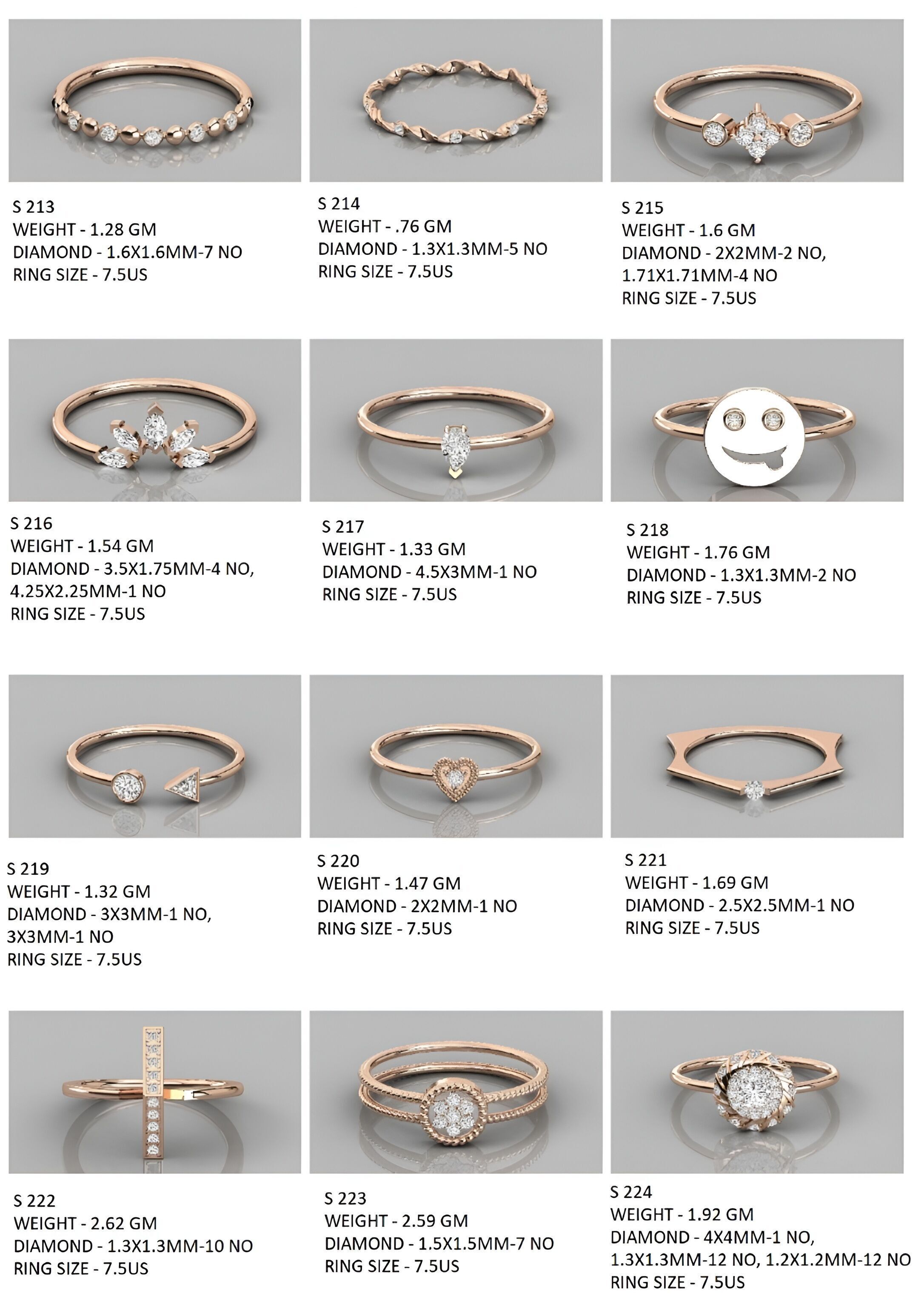 400  Minimalist Light Weigt Diamond rings collection 3D print model_9