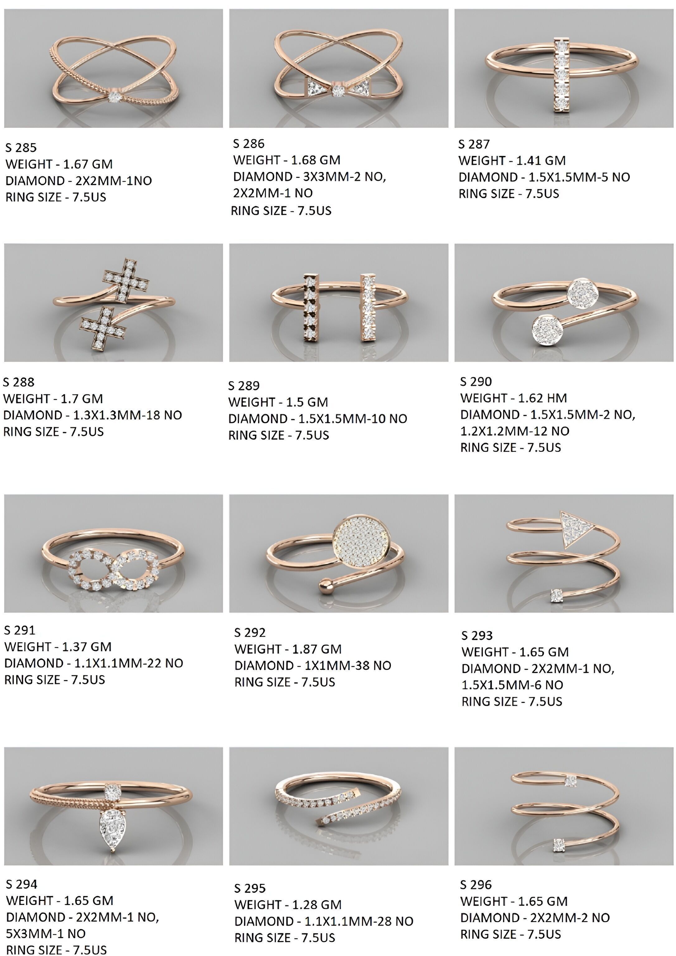 400  Minimalist Light Weigt Diamond rings collection 3D print model_12
