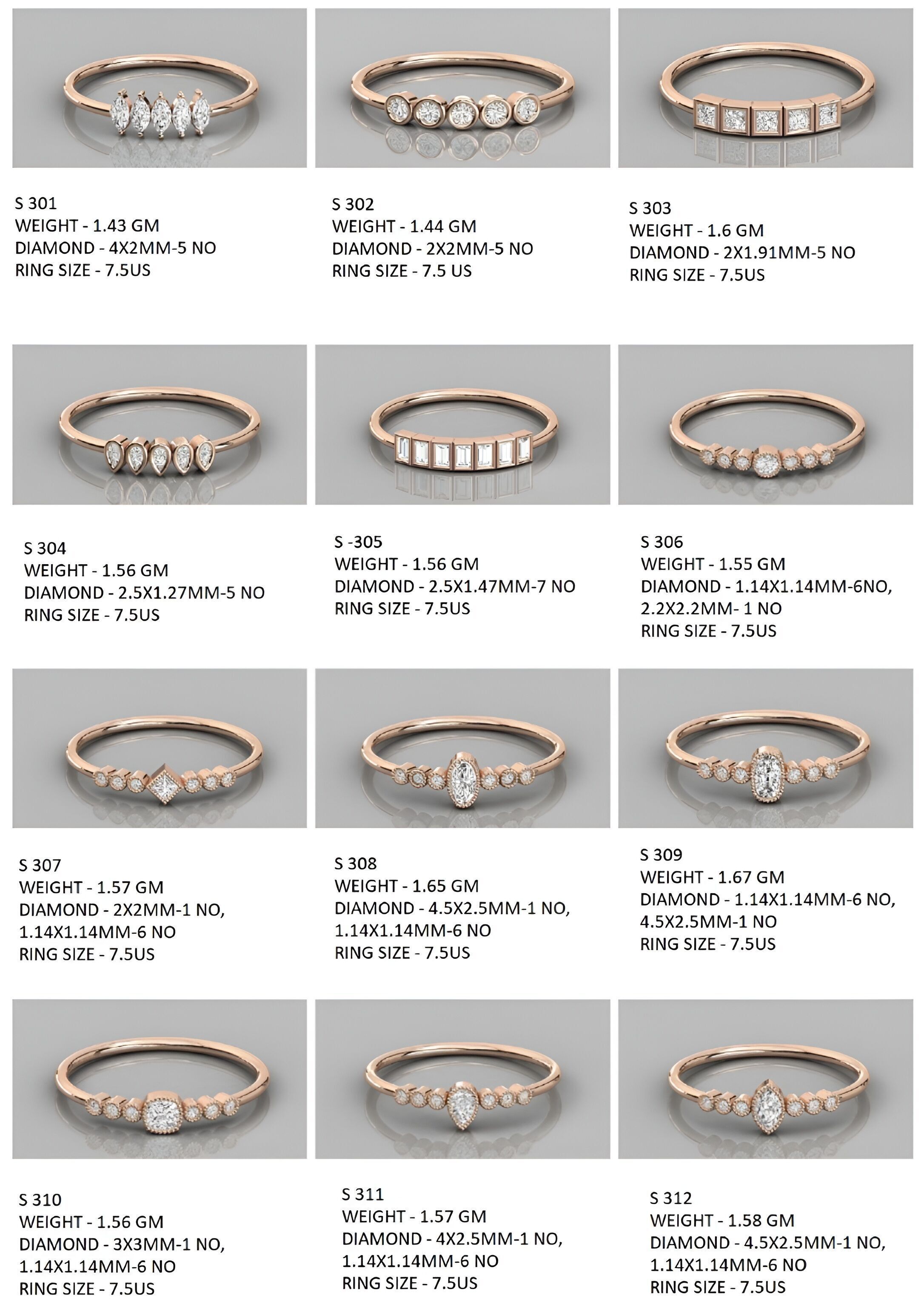 400  Minimalist Light Weigt Diamond rings collection 3D print model_26