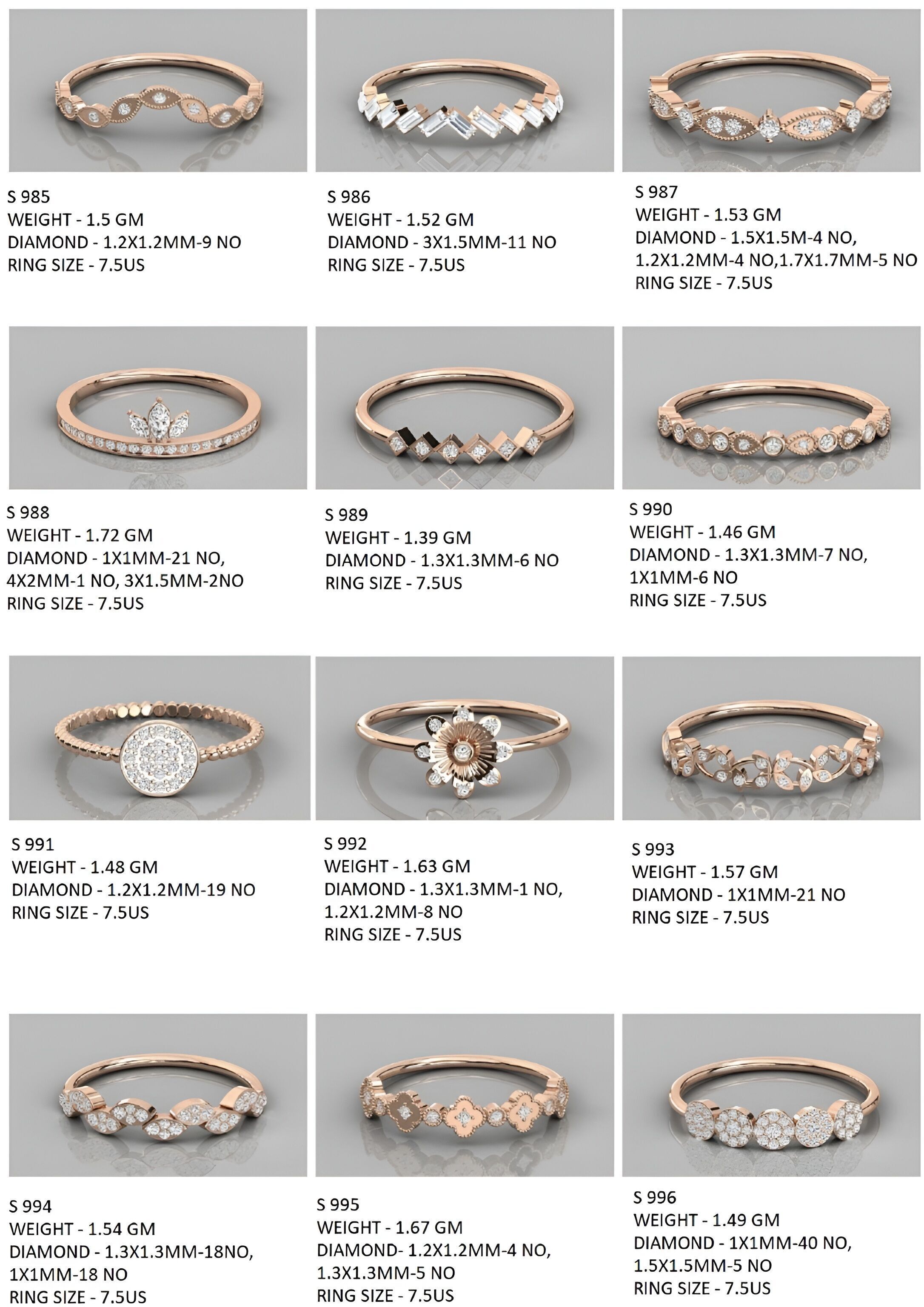 400  Minimalist Light Weigt Diamond rings collection 3D print model_23