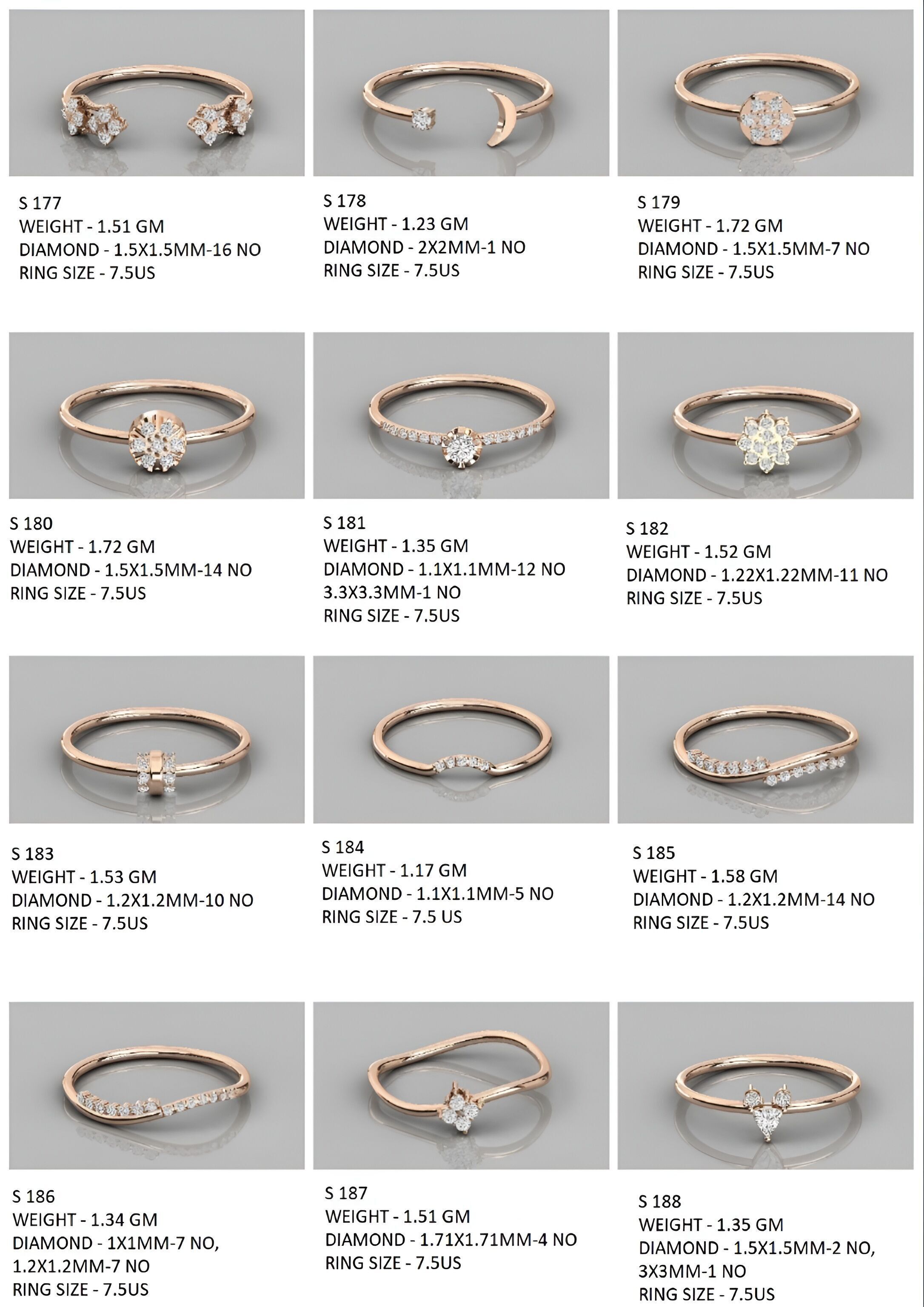 400  Minimalist Light Weigt Diamond rings collection 3D print model_17