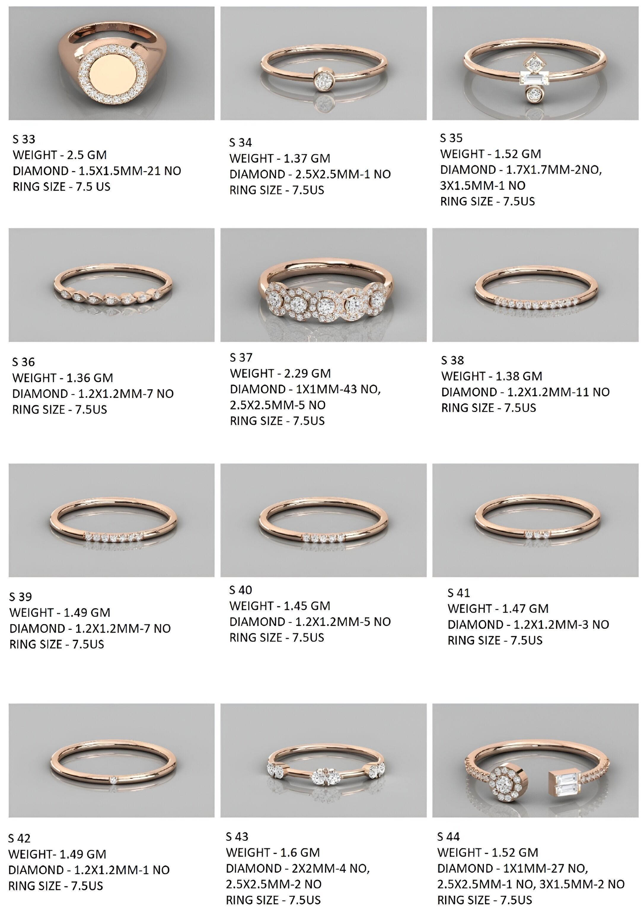 400  Minimalist Light Weigt Diamond rings collection 3D print model_11