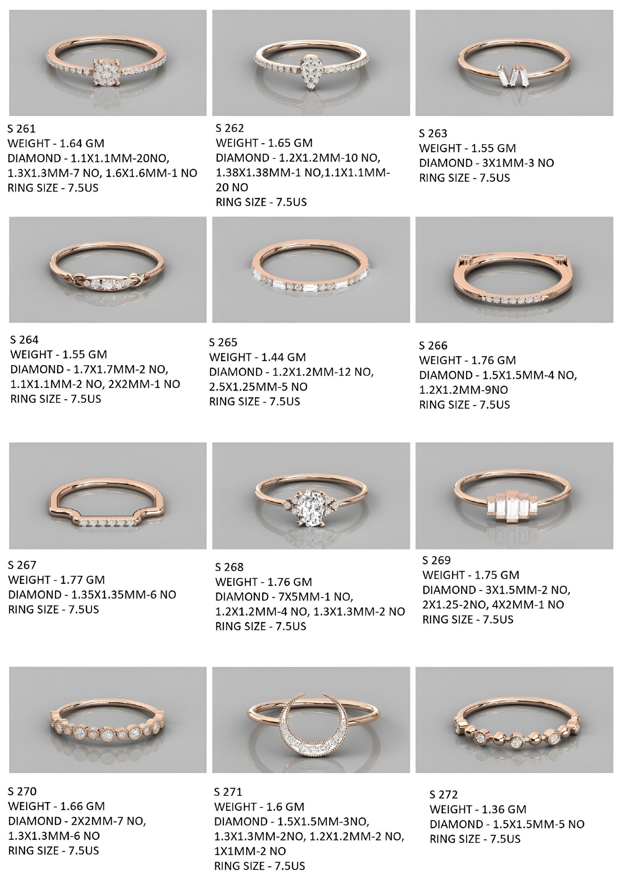 400  Minimalist Light Weigt Diamond rings collection 3D print model_7