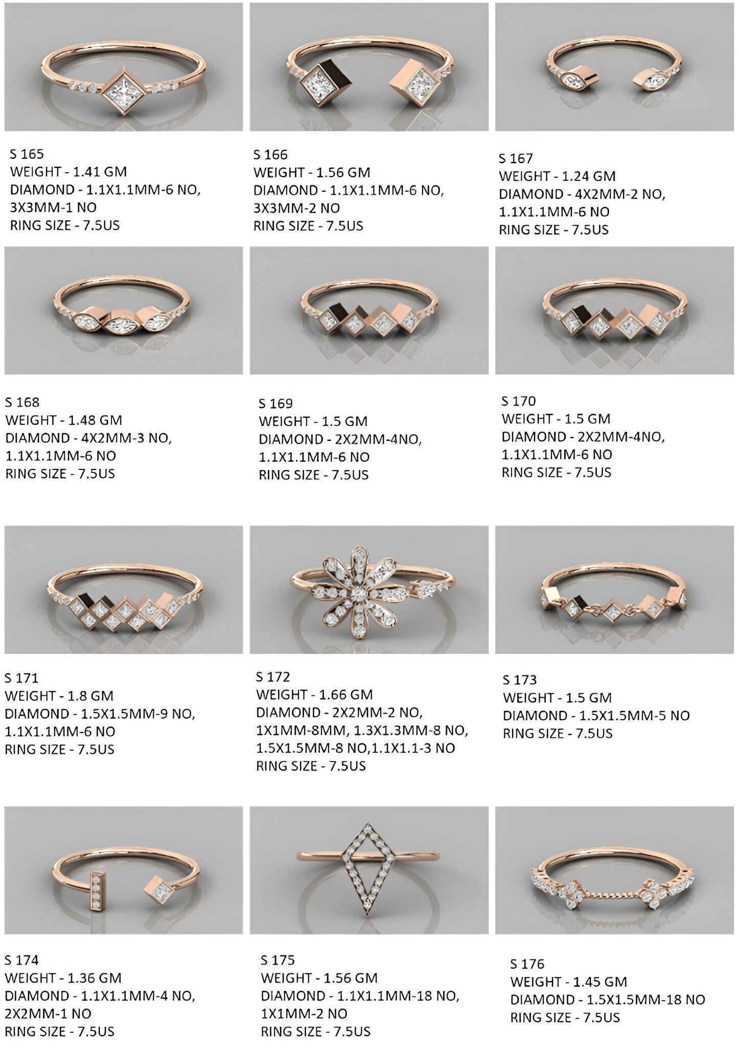 400  Minimalist Light Weigt Diamond rings collection 3D print model_15