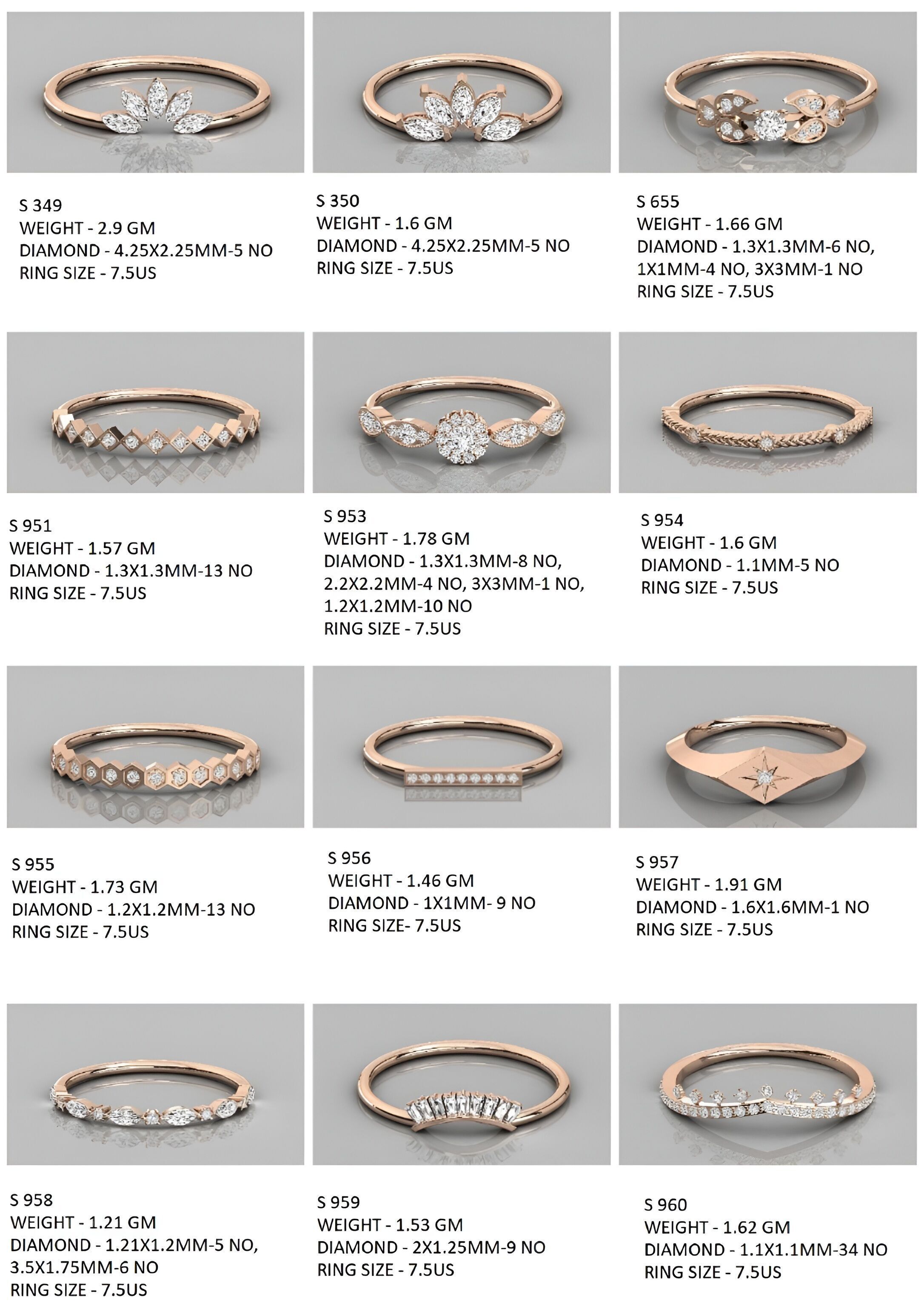 400  Minimalist Light Weigt Diamond rings collection 3D print model_25