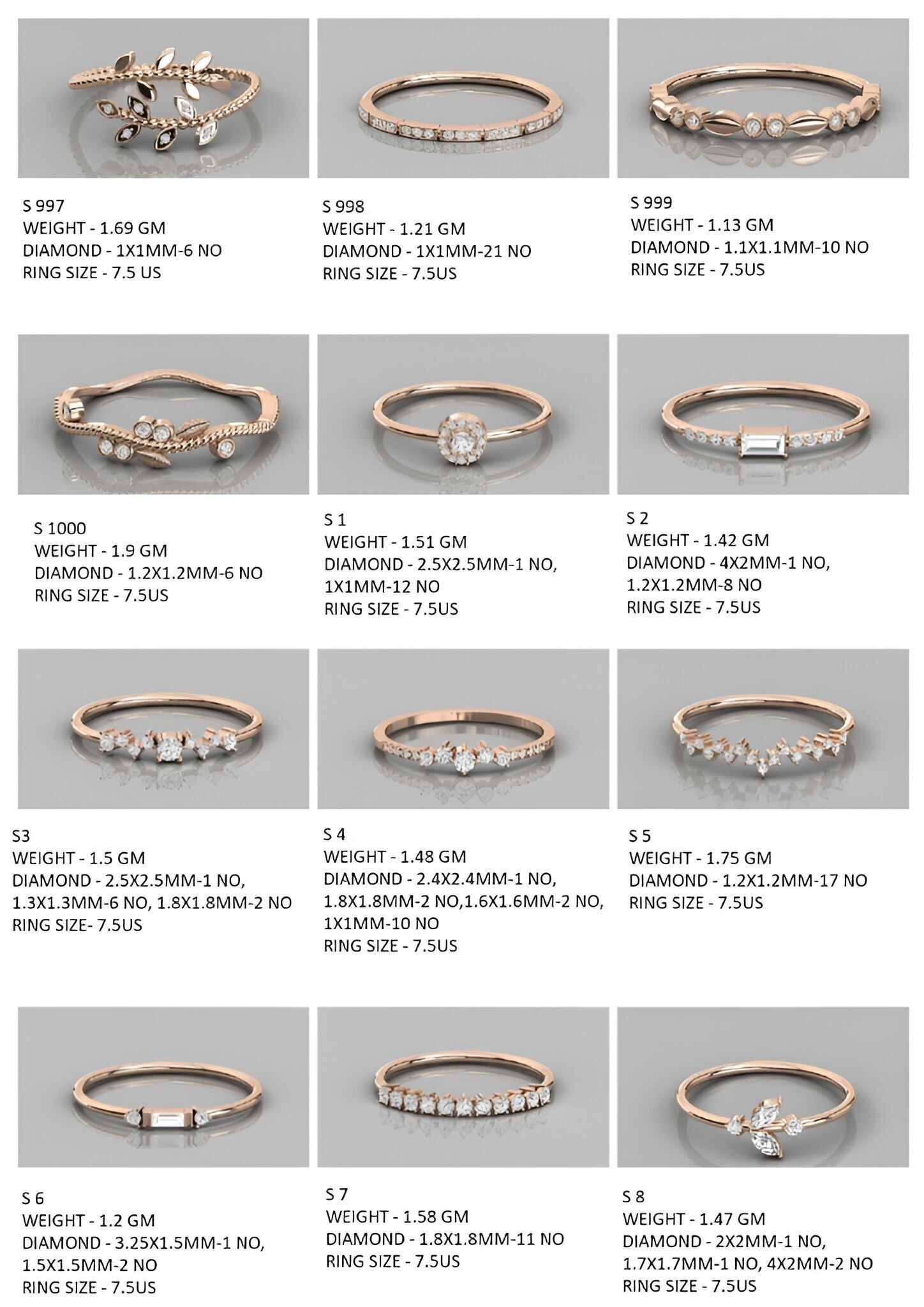 400  Minimalist Light Weigt Diamond rings collection 3D print model_5