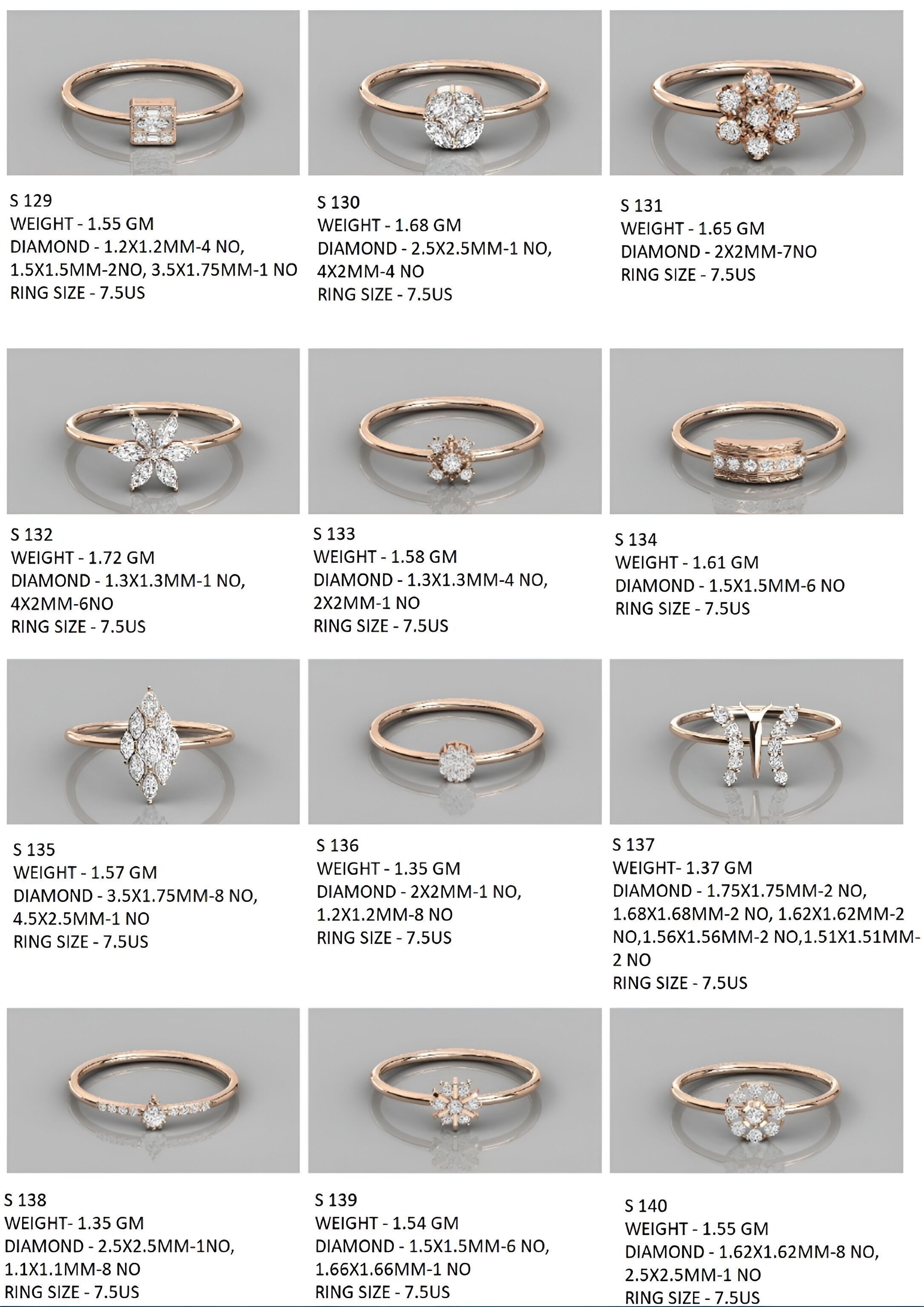 400  Minimalist Light Weigt Diamond rings collection 3D print model_24