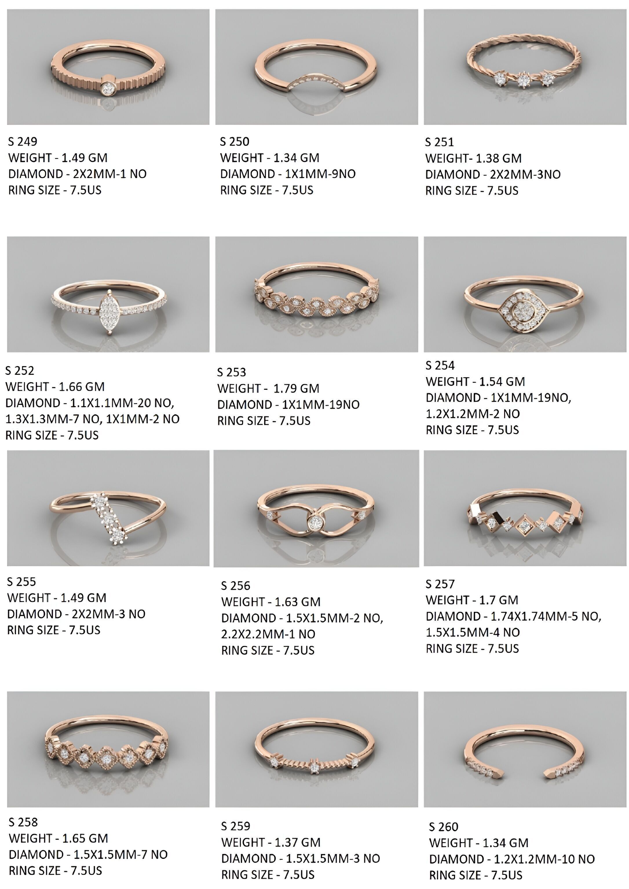 400  Minimalist Light Weigt Diamond rings collection 3D print model_33