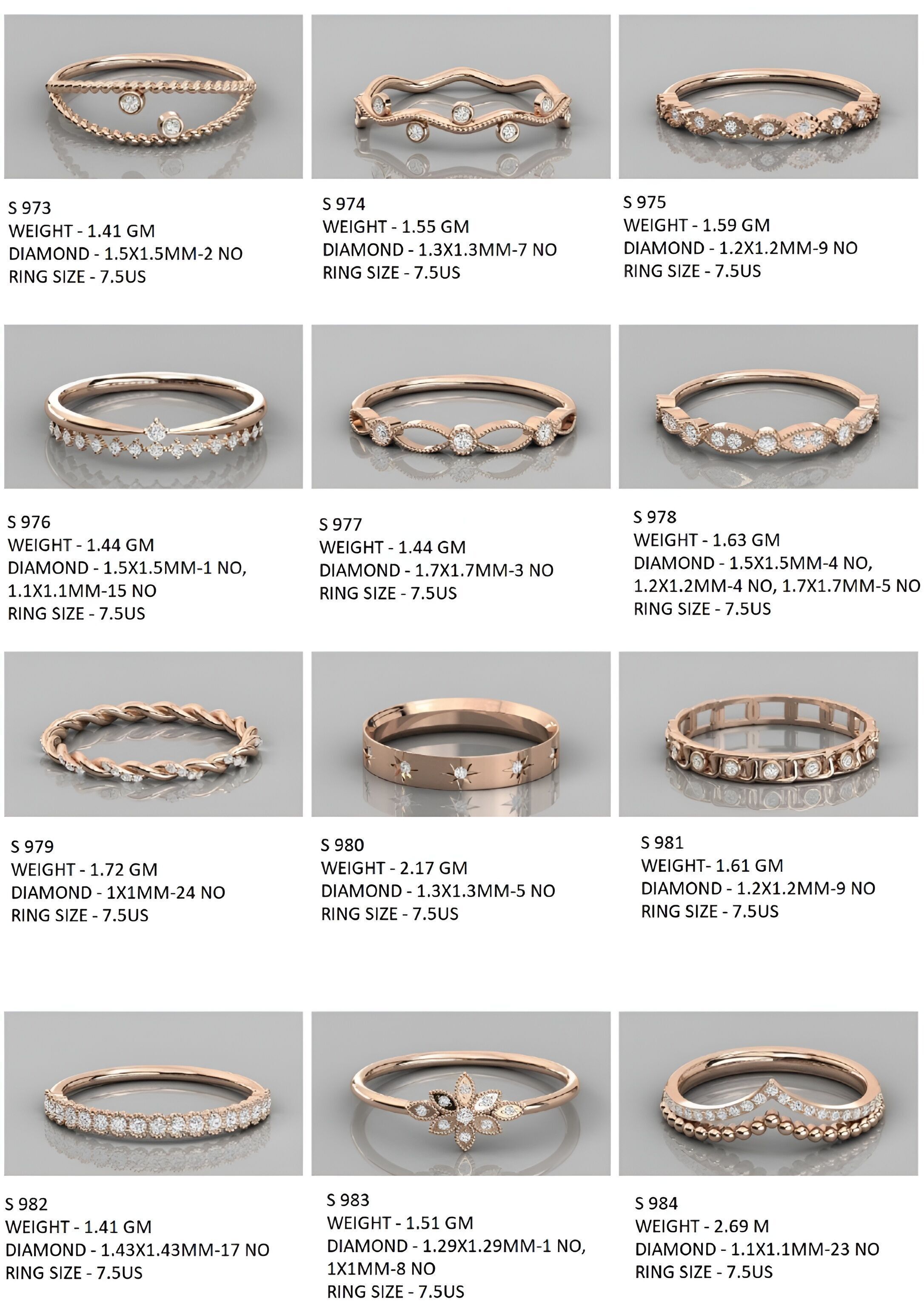 400  Minimalist Light Weigt Diamond rings collection 3D print model_4