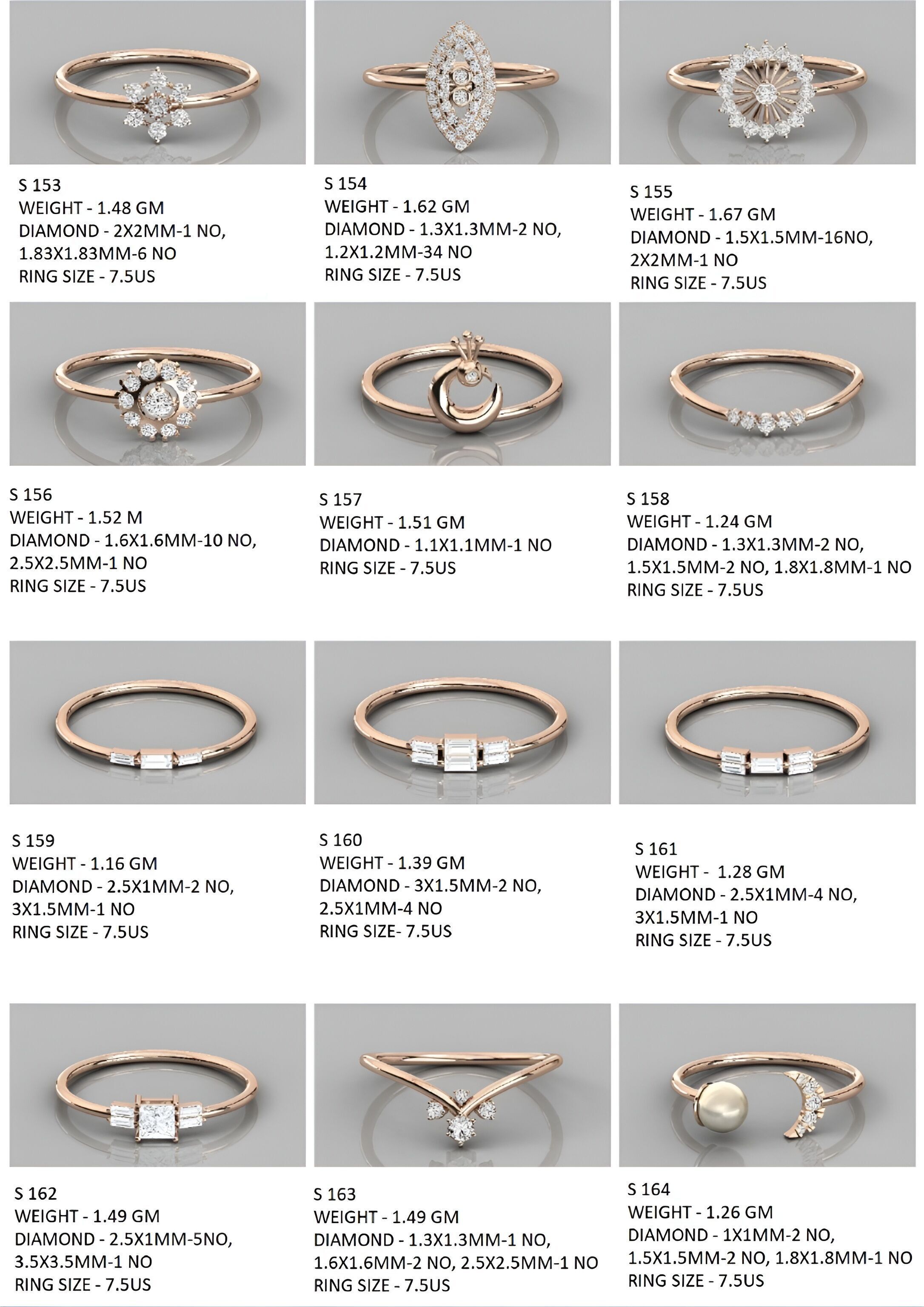 400  Minimalist Light Weigt Diamond rings collection 3D print model_27