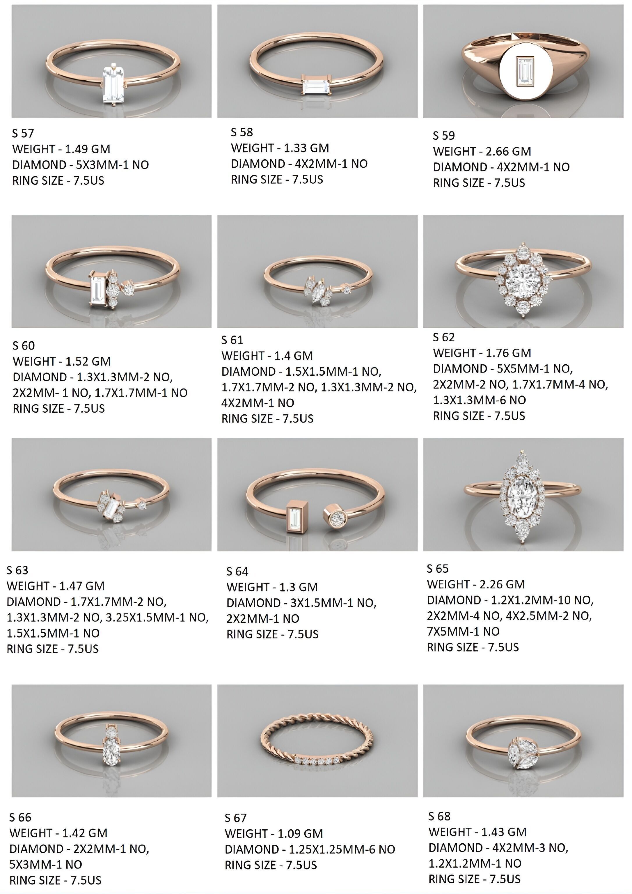 400  Minimalist Light Weigt Diamond rings collection 3D print model_3