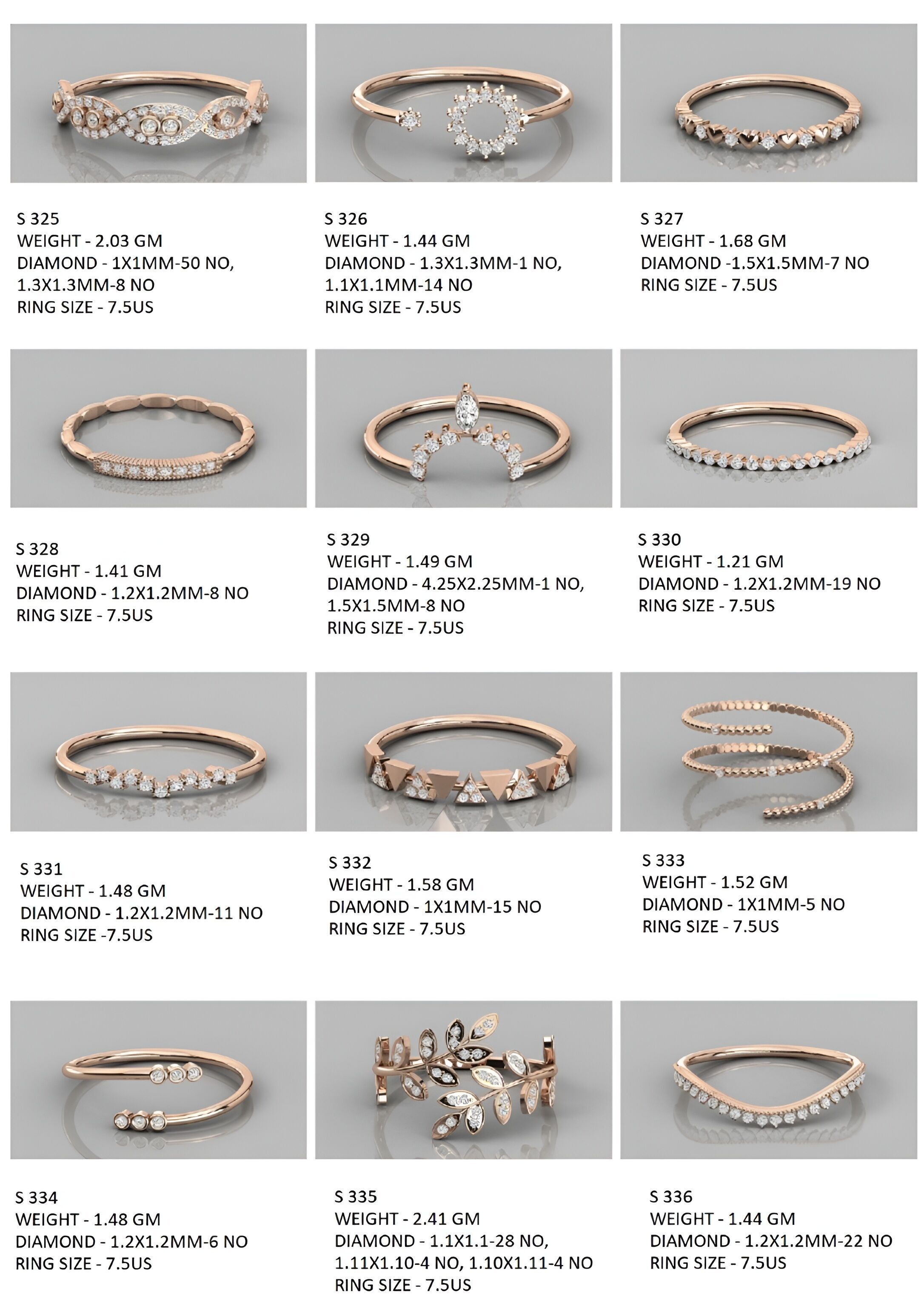 400  Minimalist Light Weigt Diamond rings collection 3D print model_29