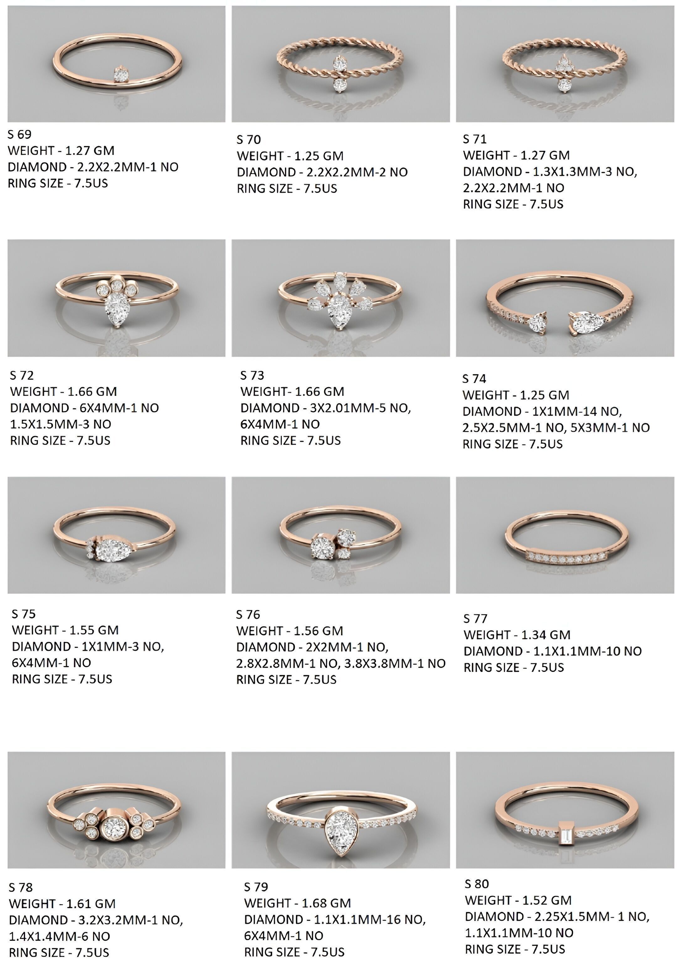 400  Minimalist Light Weigt Diamond rings collection 3D print model_32