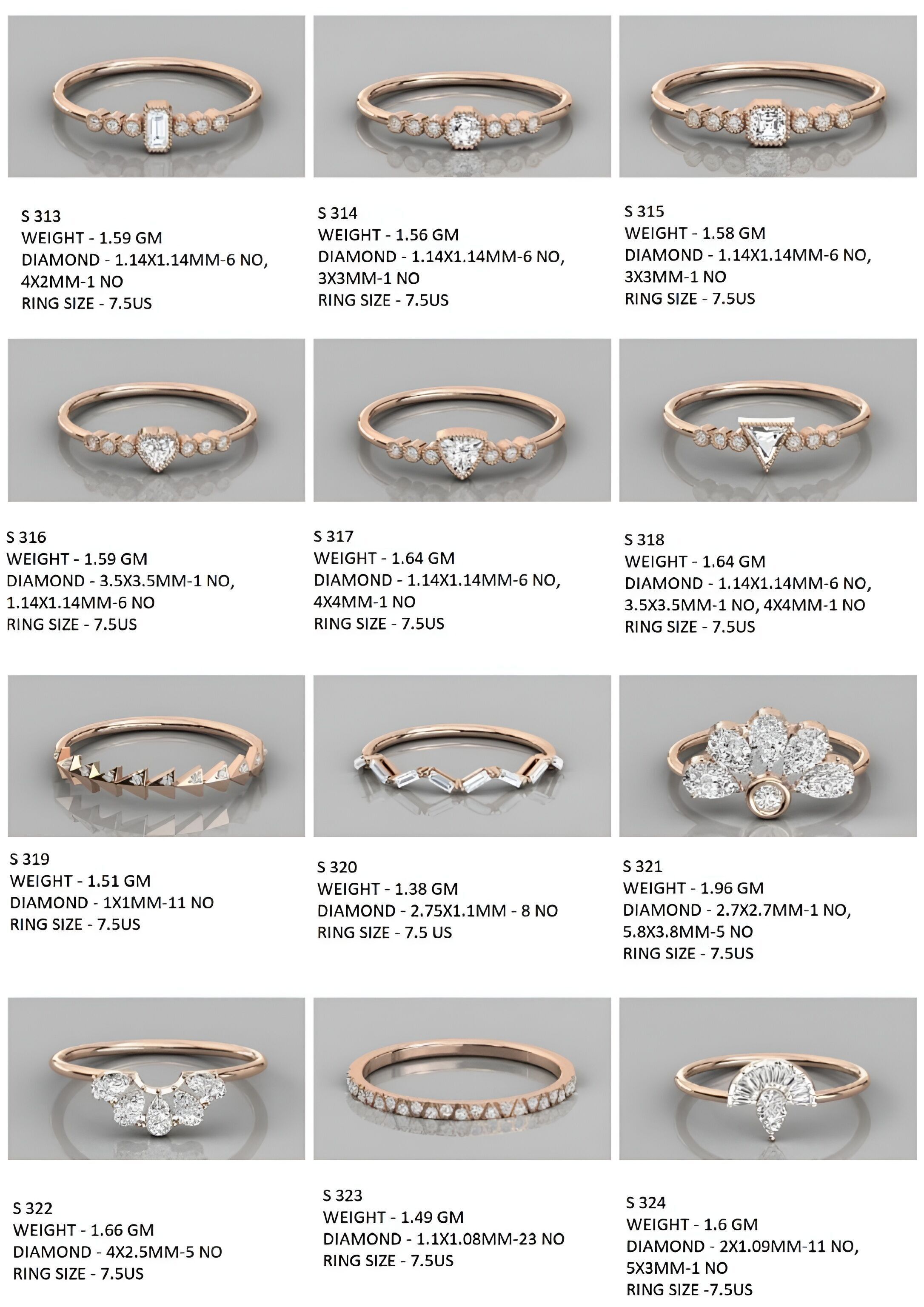 400  Minimalist Light Weigt Diamond rings collection 3D print model_31