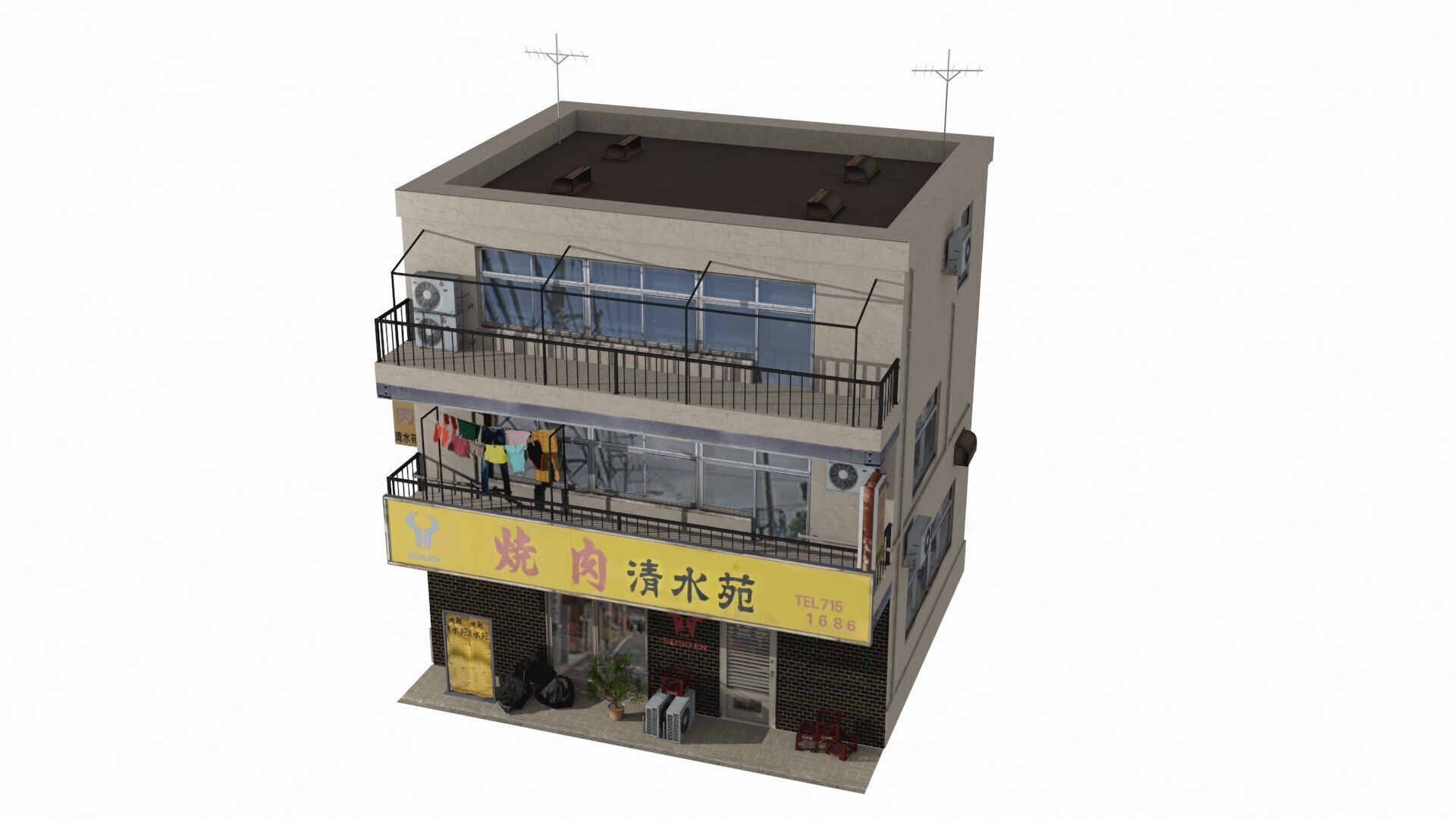Tokyo House 001 Low-poly 3D model_1