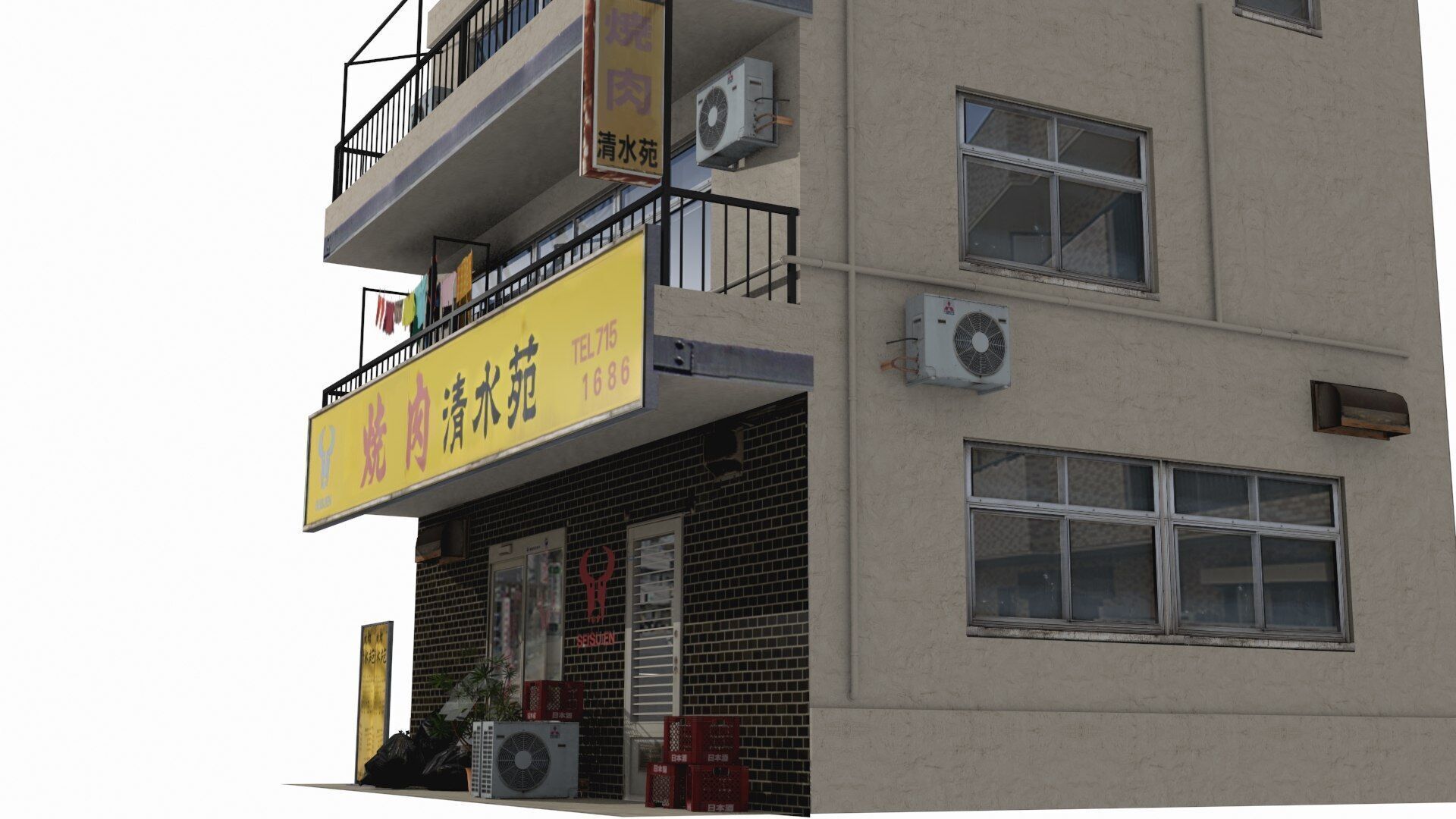 Tokyo House 001 Low-poly 3D model_8