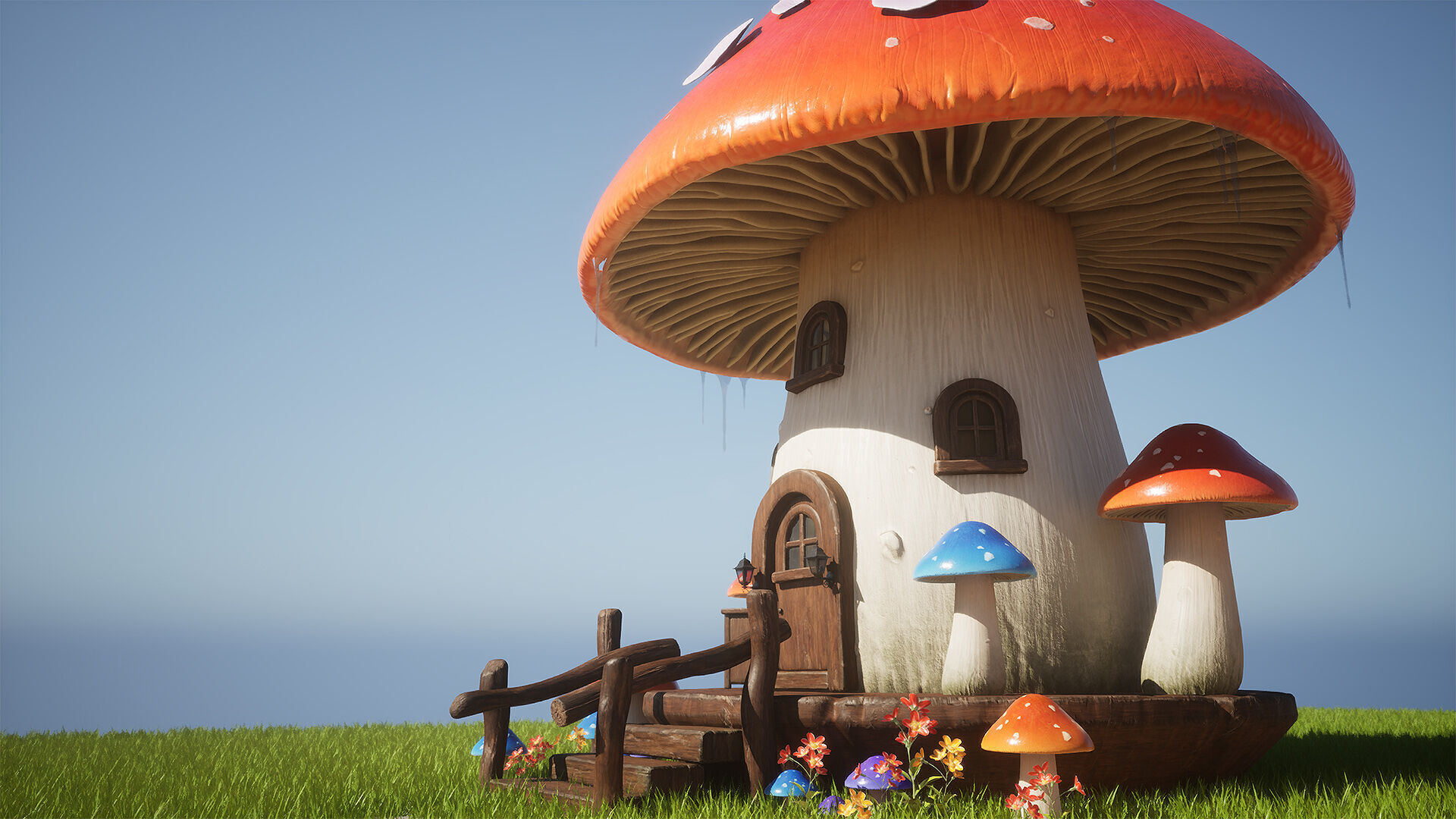 Mushroom House Low-poly 3D model_6