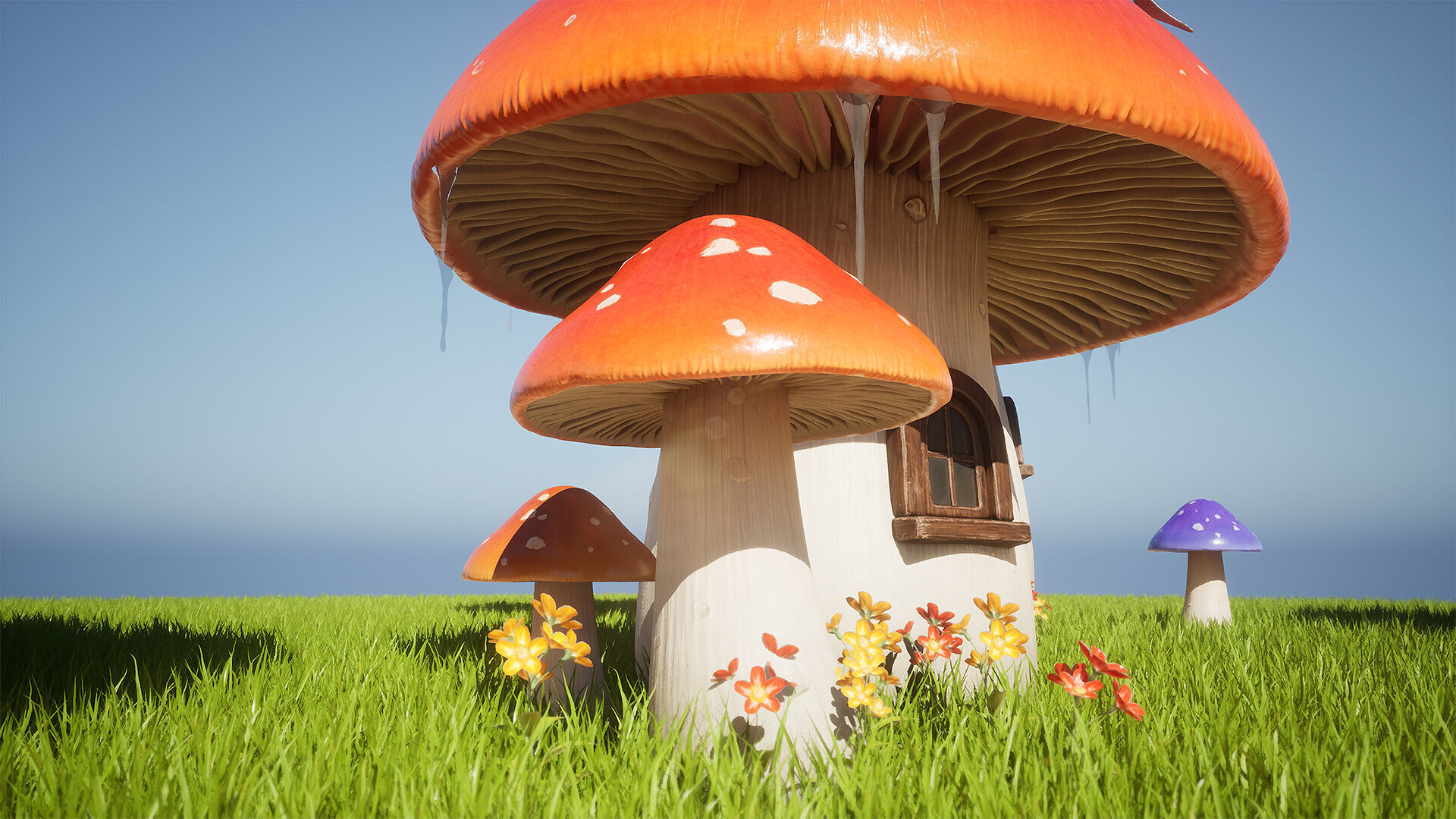 Mushroom House Low-poly 3D model_7