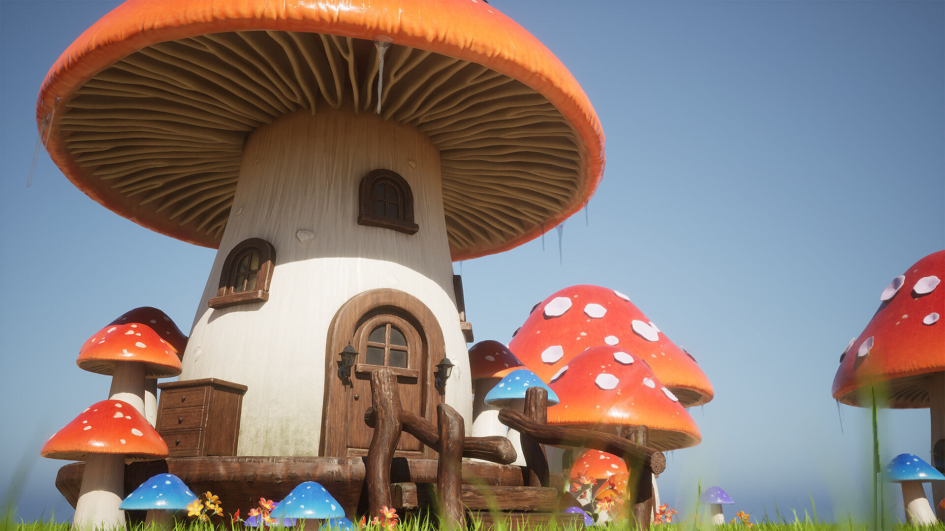 Mushroom House Low-poly 3D model_8