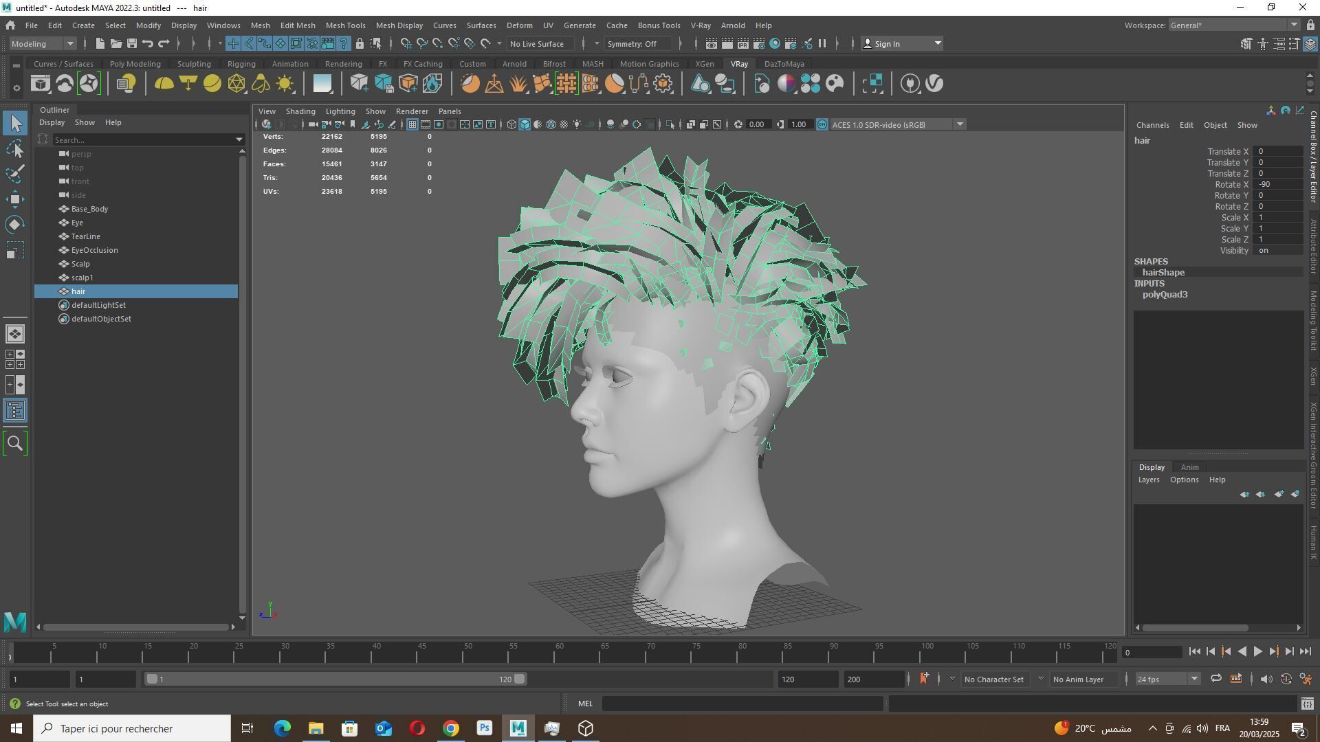 Curly Undercut Hairstyle - Realistic 3D Hair Low-poly 3D model_13