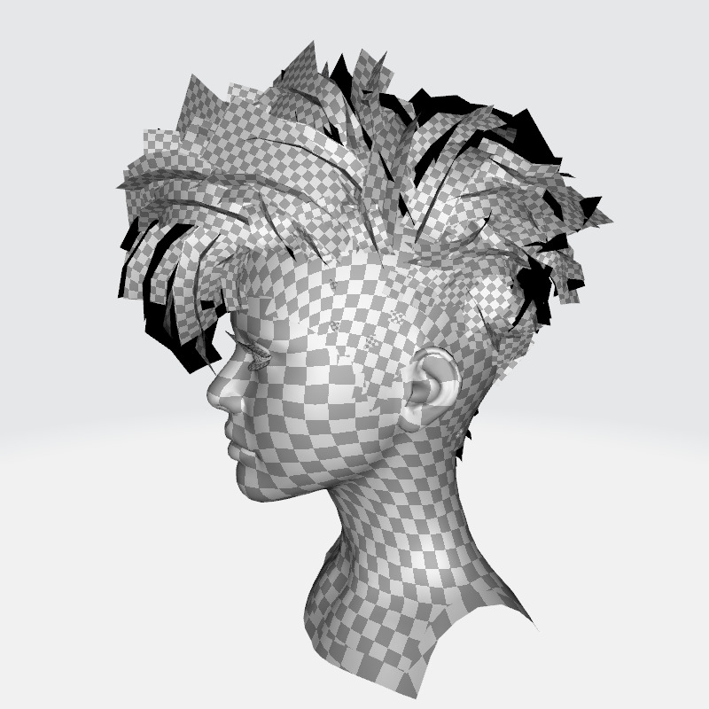Curly Undercut Hairstyle - Realistic 3D Hair Low-poly 3D model_21