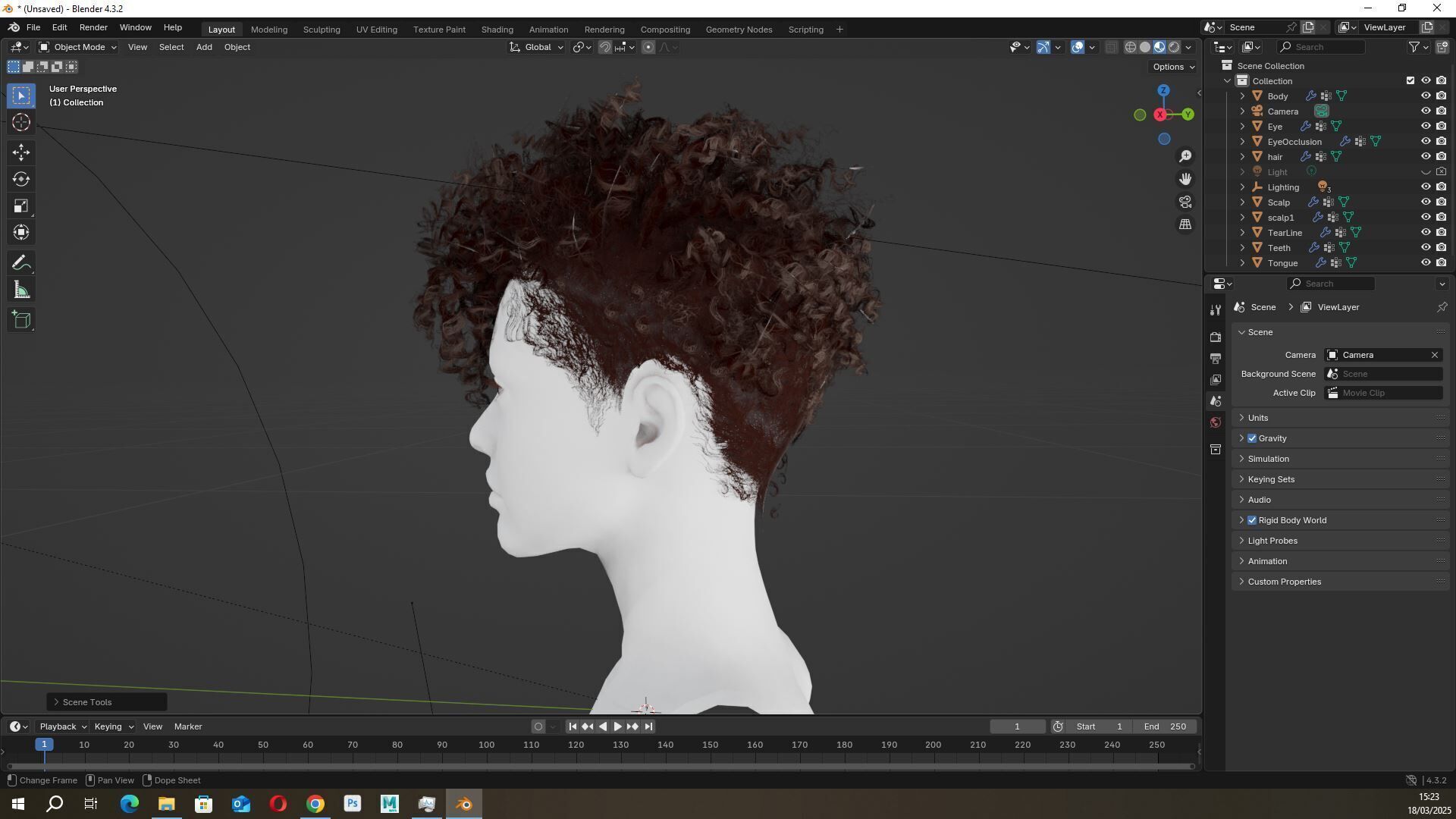 Curly Undercut Hairstyle - Realistic 3D Hair Low-poly 3D model_10
