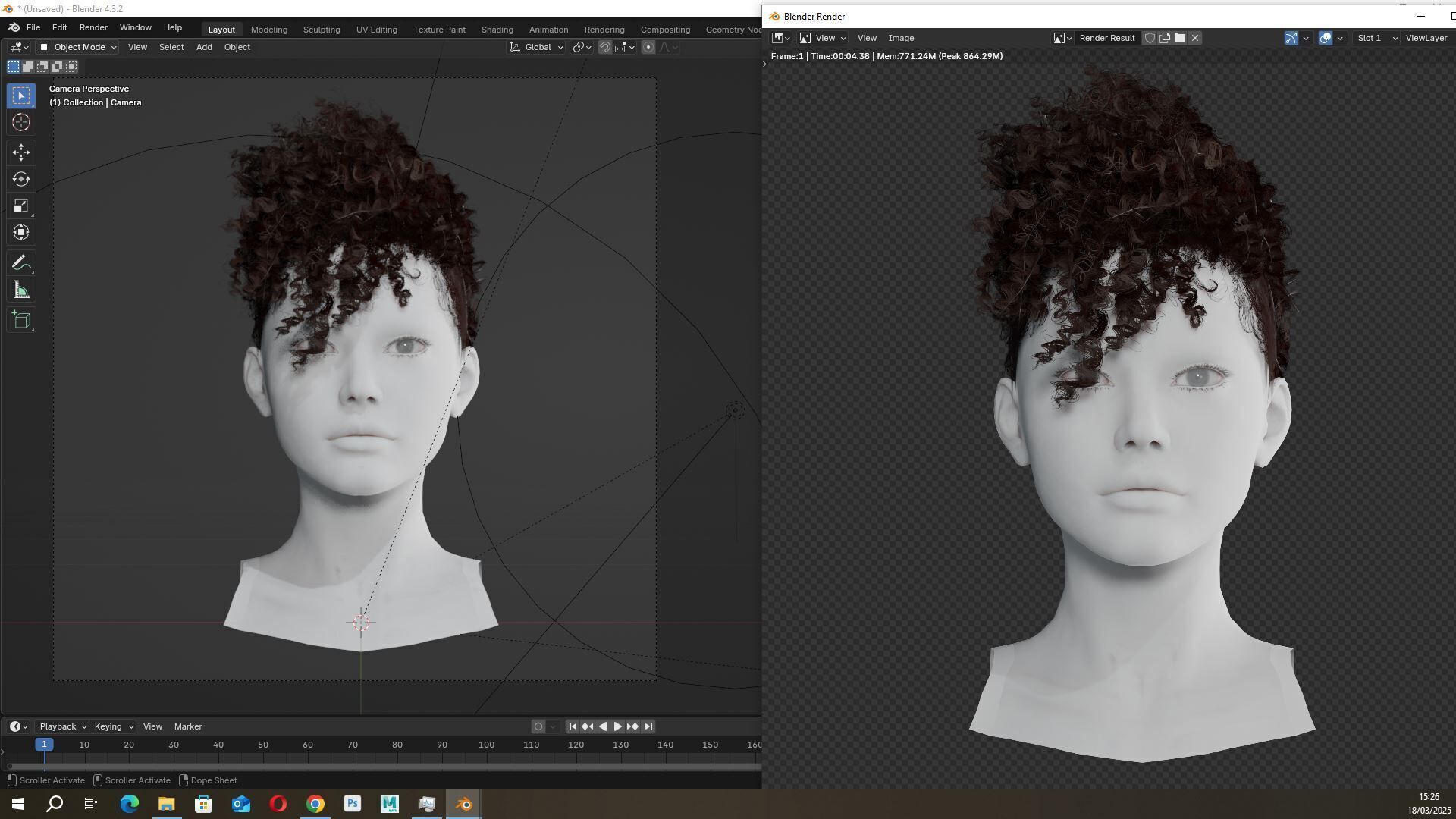 Curly Undercut Hairstyle - Realistic 3D Hair Low-poly 3D model_12
