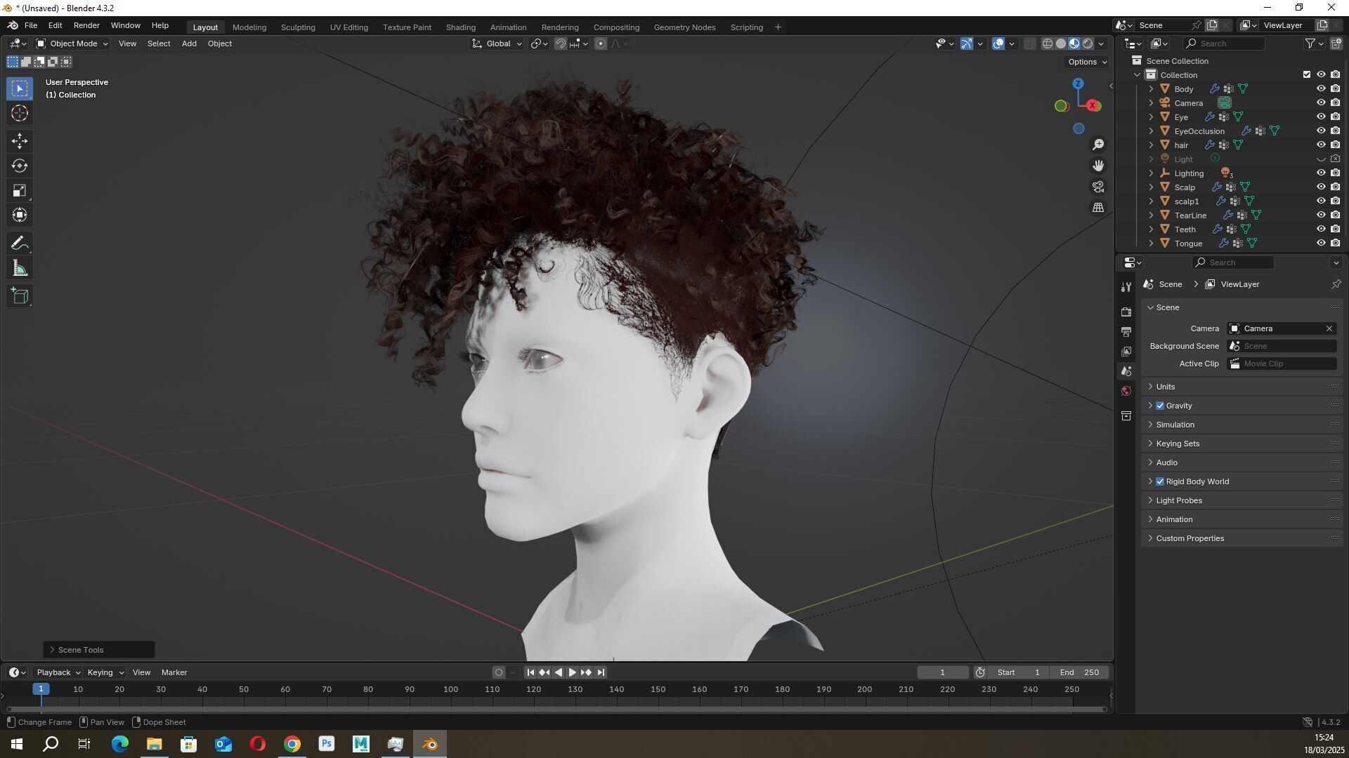 Curly Undercut Hairstyle - Realistic 3D Hair Low-poly 3D model_11